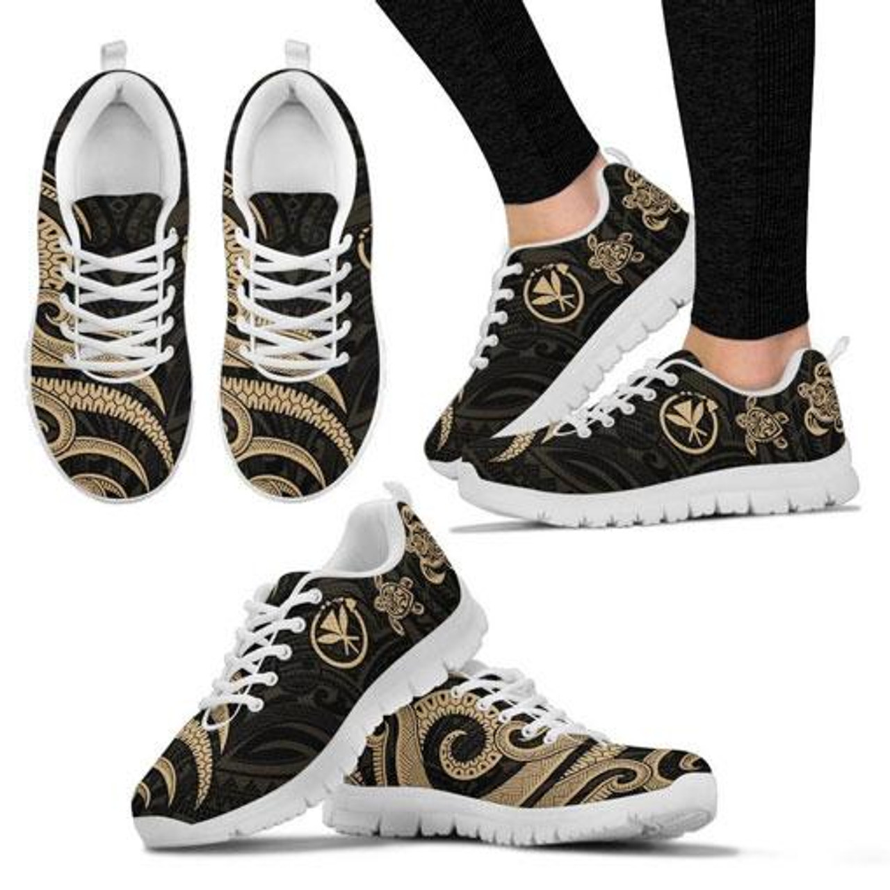 Polynesian Hawaii Sneakers - Gold Tentacle Turtle 9