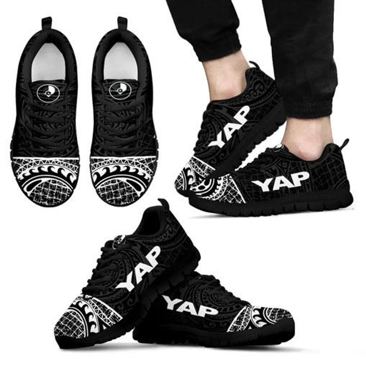 Yap Micronesia Sneakers - Yap Flag Micronesian Black Style 1