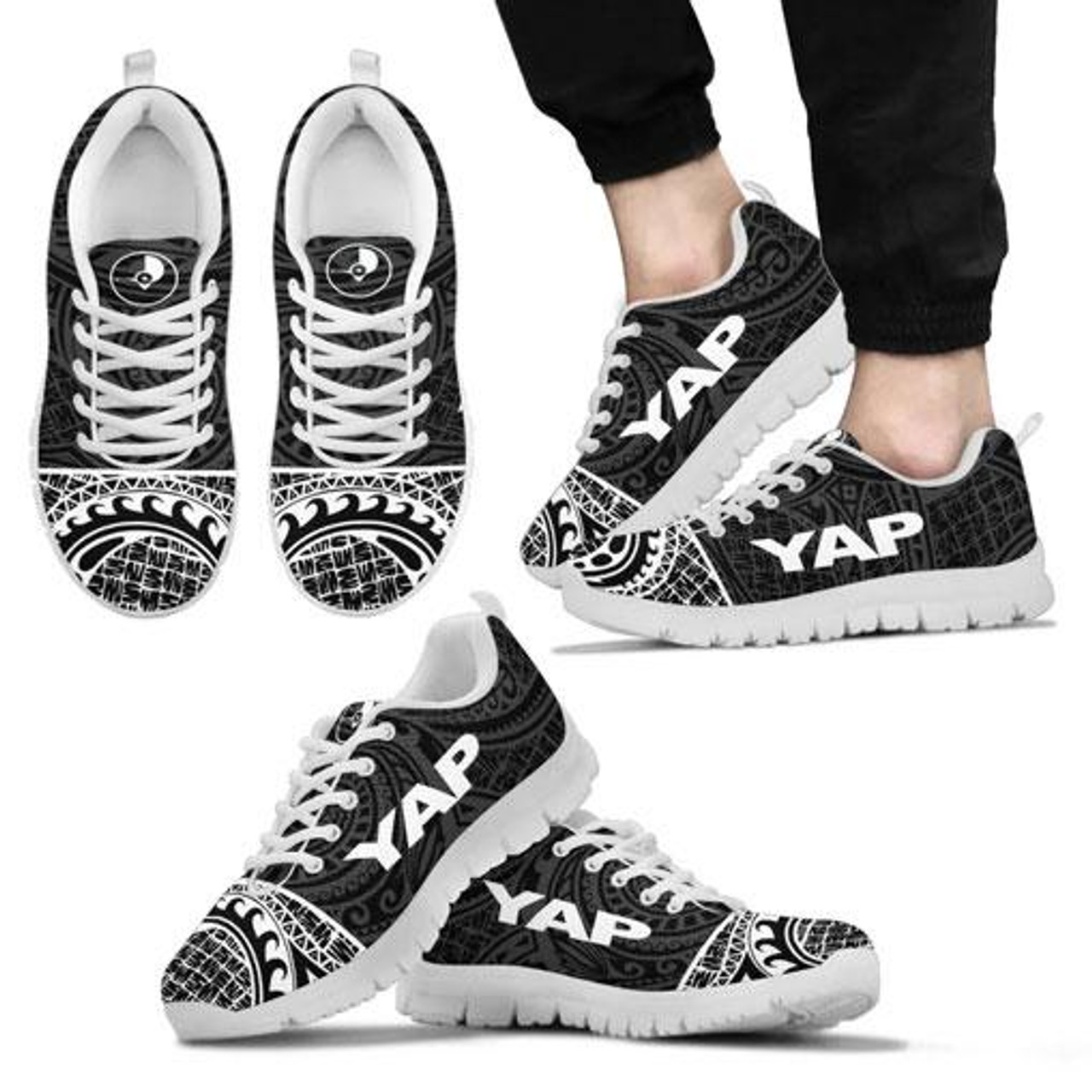 Yap Micronesia Sneakers - Yap Flag Micronesian Black Style 2