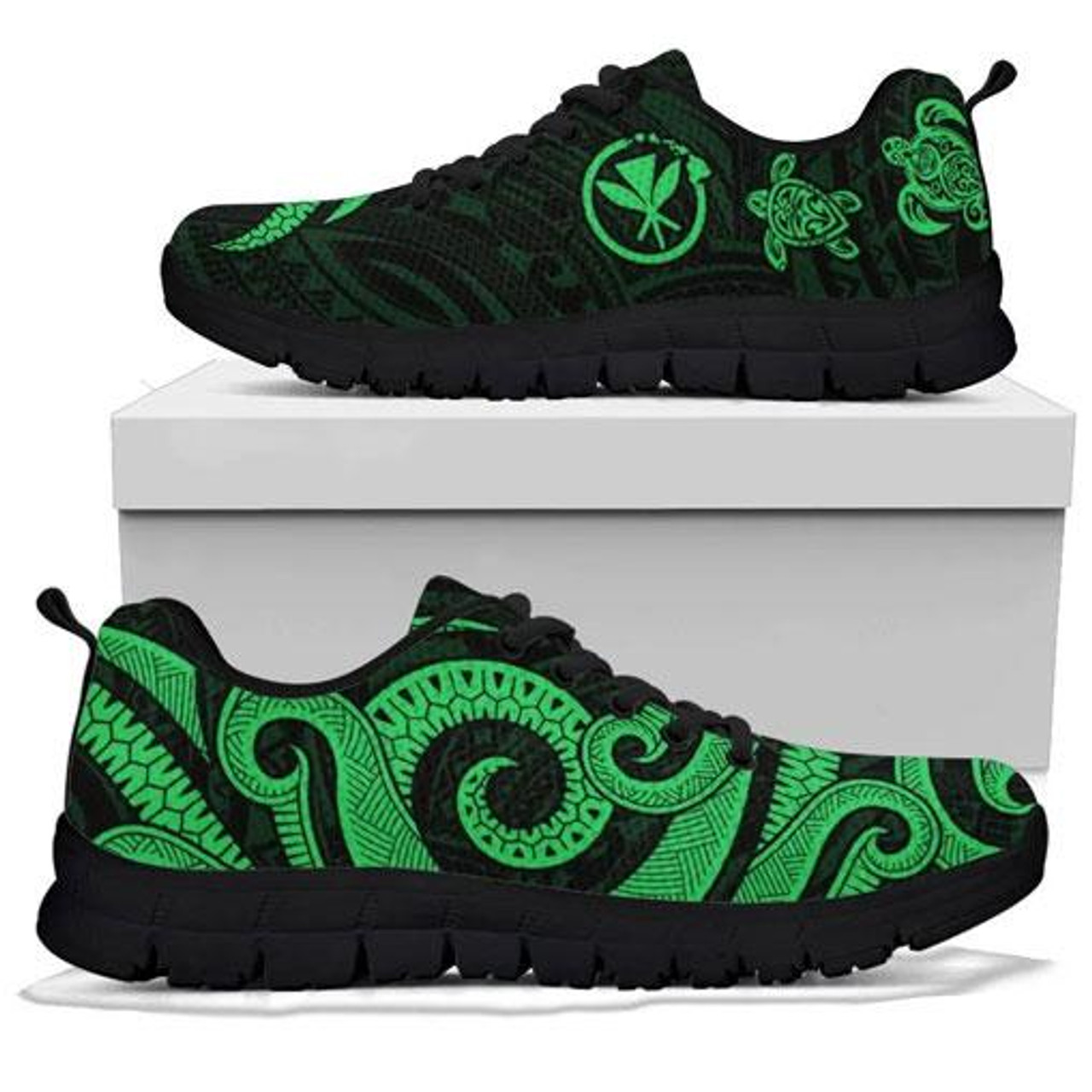 Polynesian Hawaii Sneakers - Green Tentacle Turtle 3