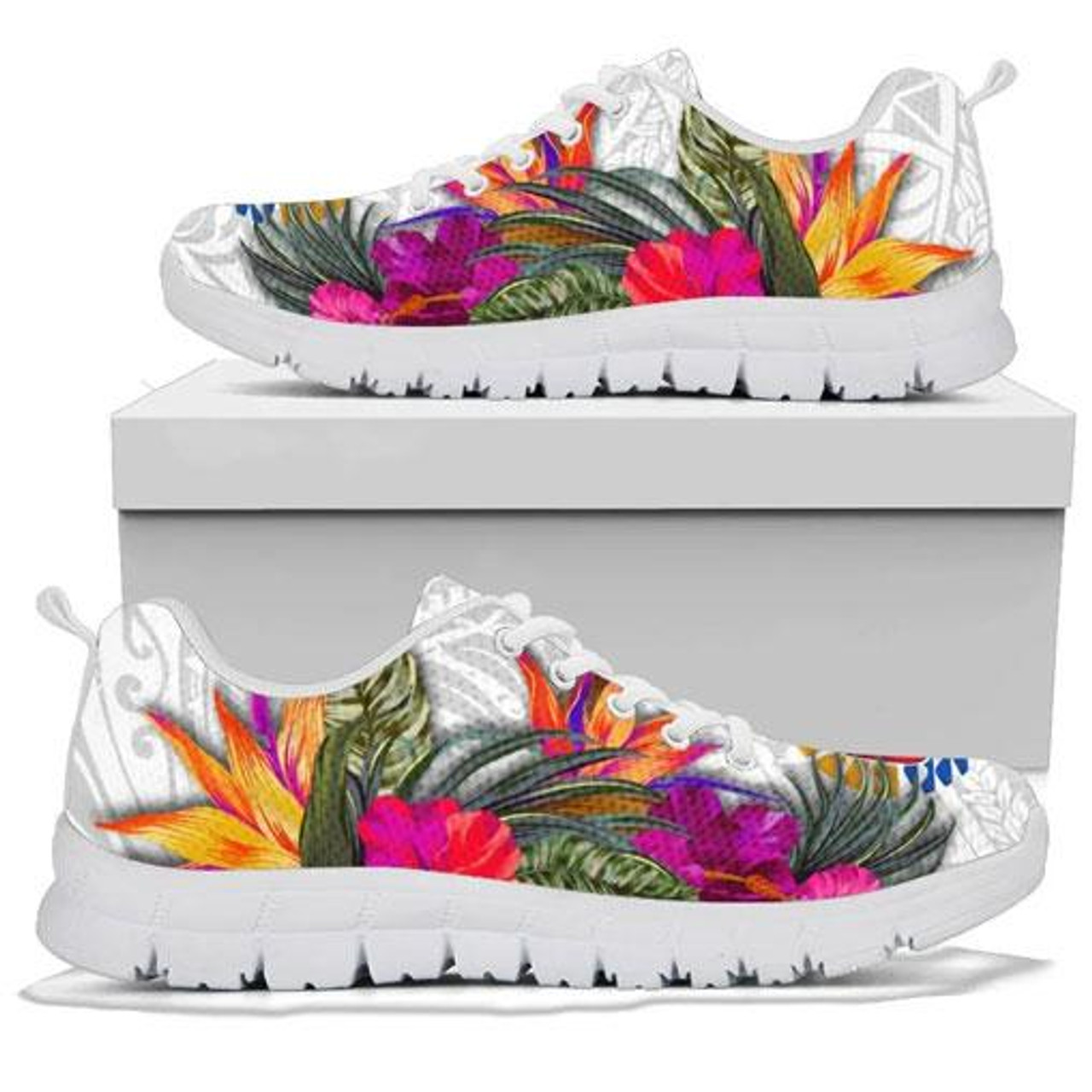 Tahiti Sneakers Hibiscus Polynesian pattern white 3