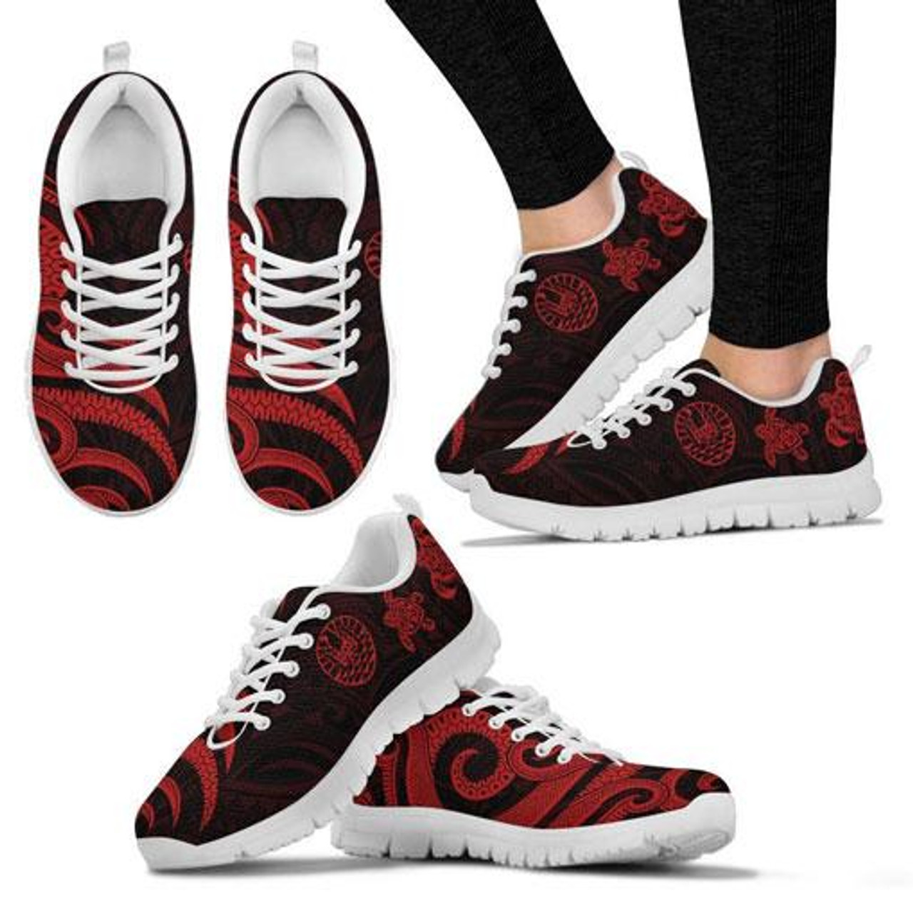 Tahiti Polynesian Sneakers - Red Tentacle Turtle 9