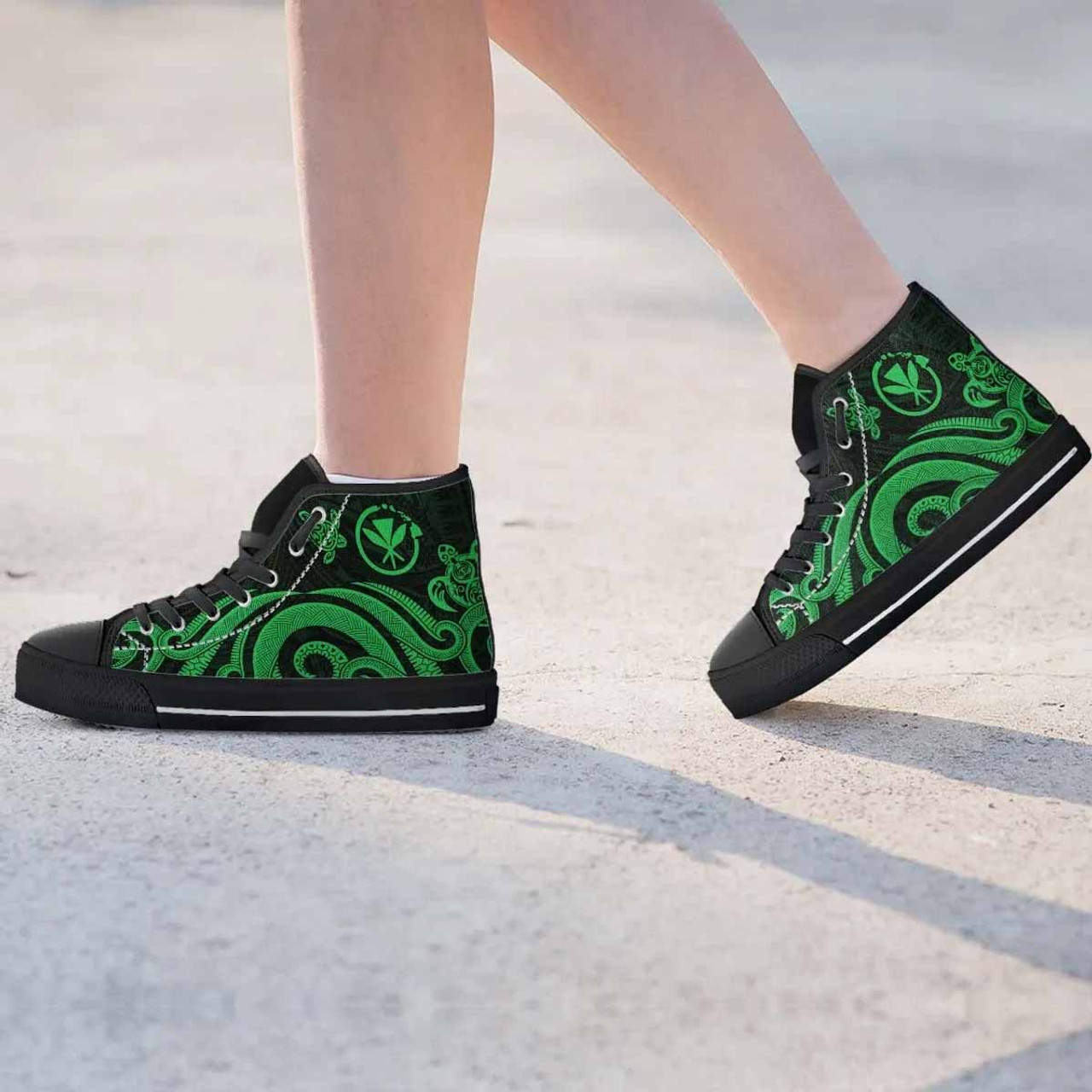 Hawaii High Top Shoes - Green Tentacle Turtle 4