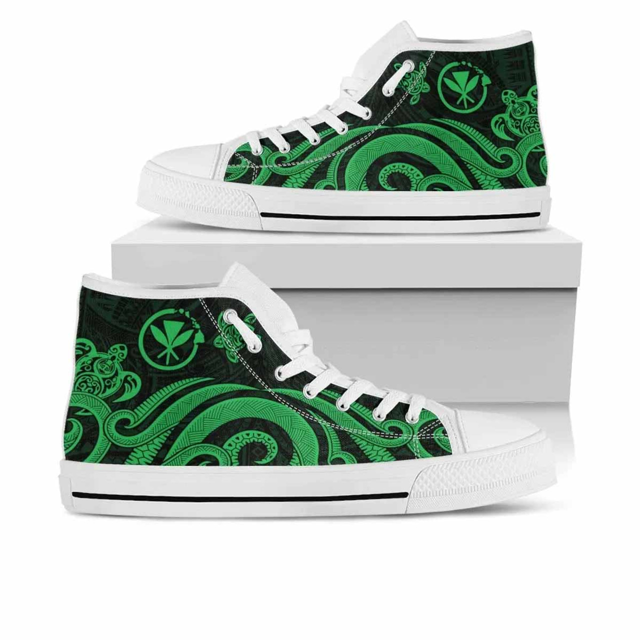 Hawaii High Top Shoes - Green Tentacle Turtle 7