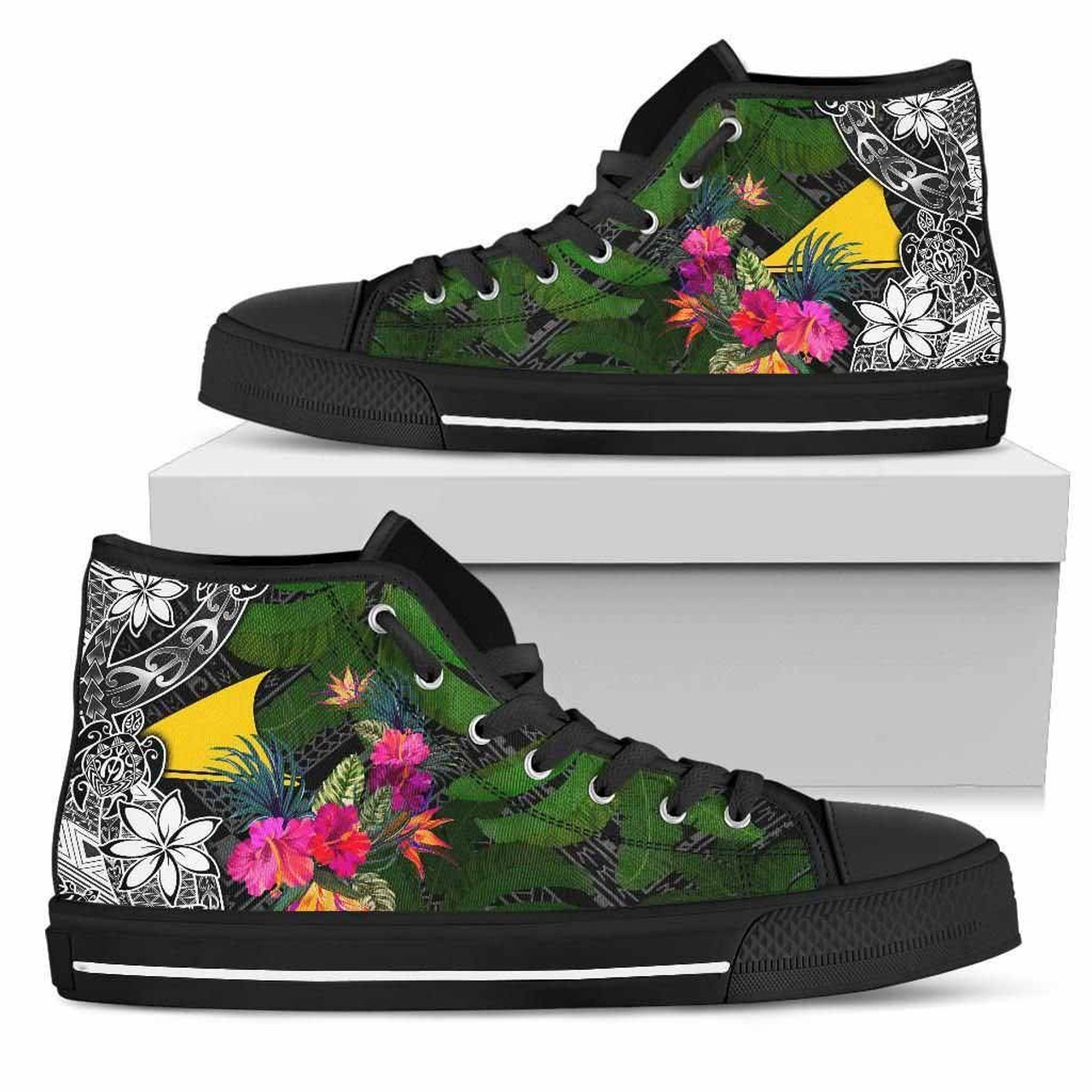 Tokelau High Top Shoes - Turtle Plumeria Banana Leaf 1