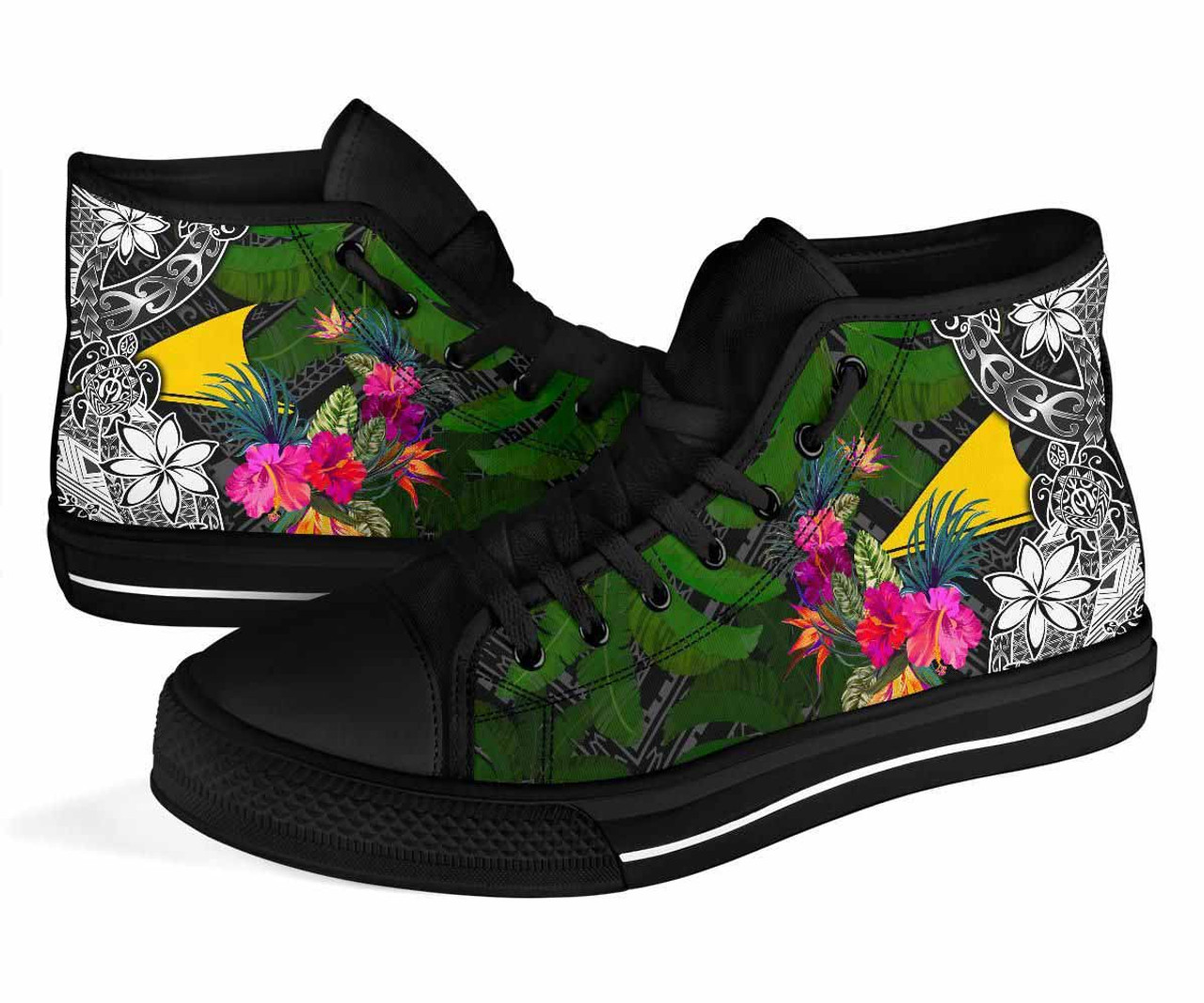 Tokelau High Top Shoes - Turtle Plumeria Banana Leaf 3