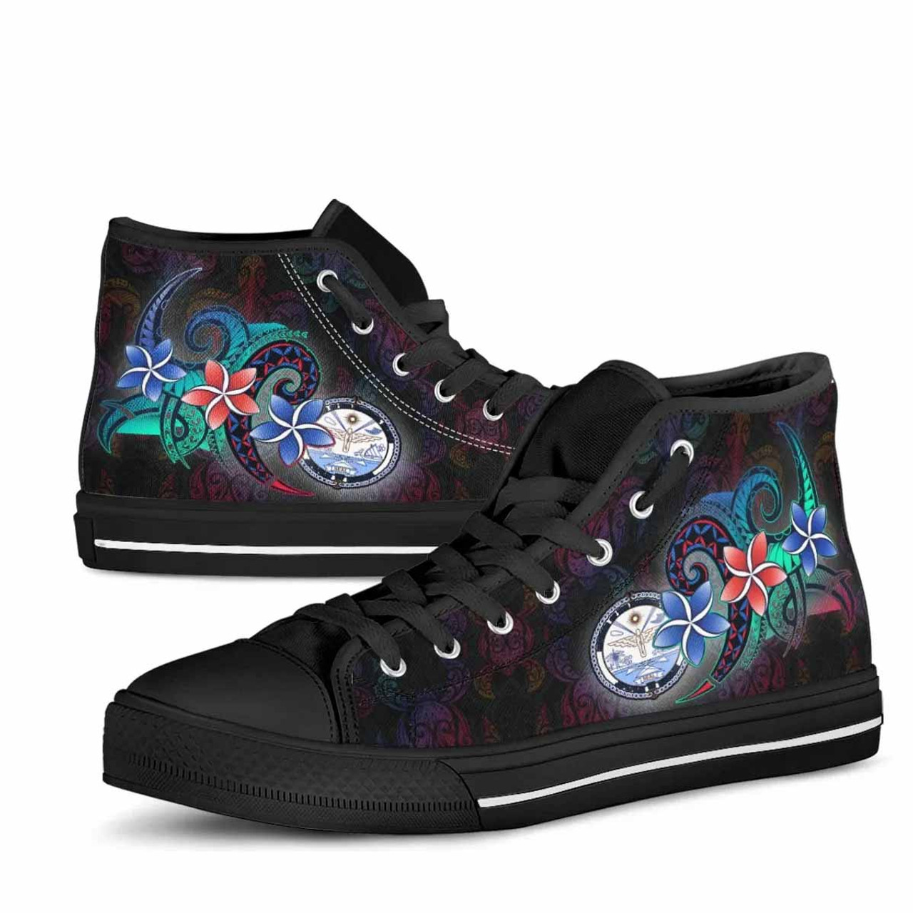Marshall Islands High Top Shoes - Plumeria Flowers Style 5