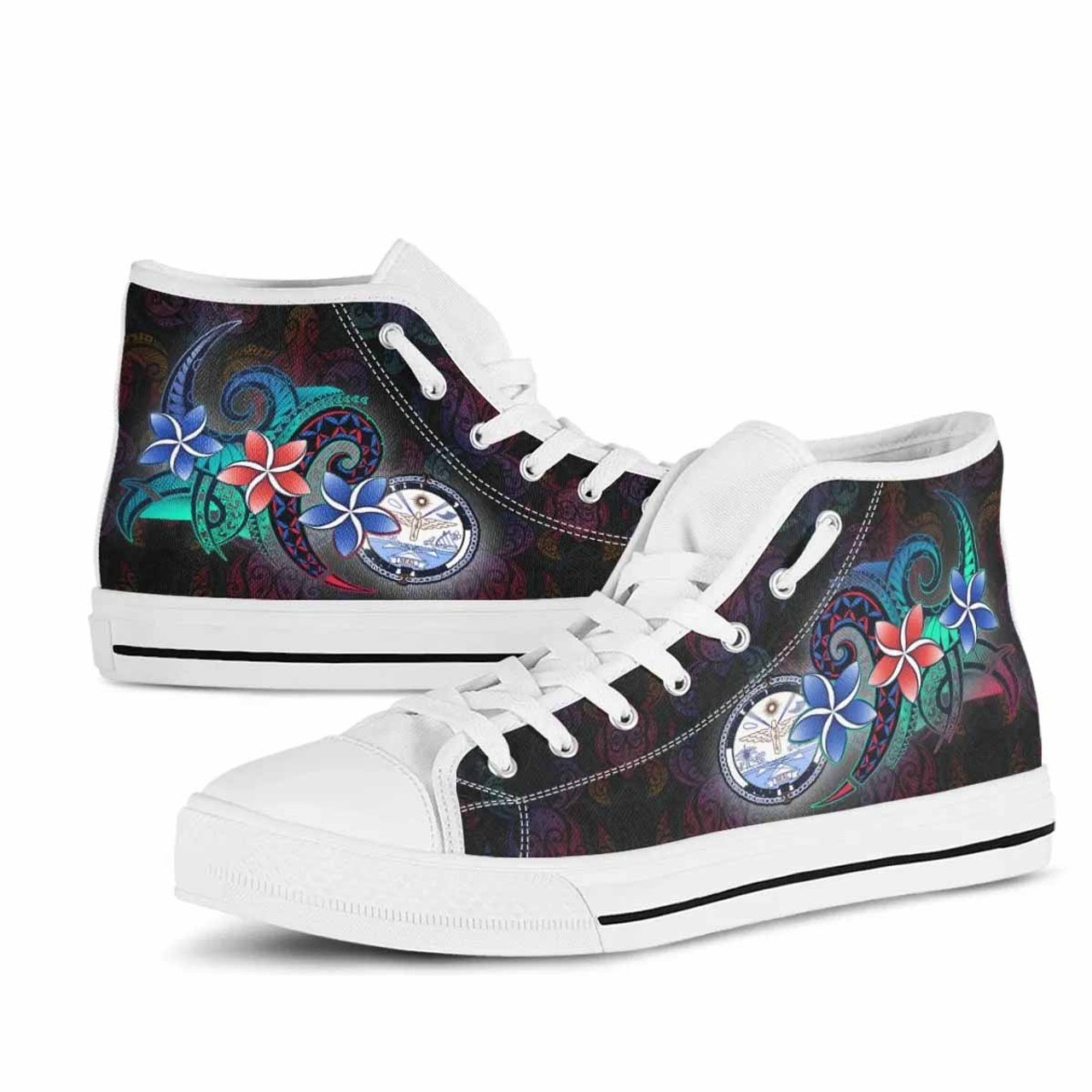 Marshall Islands High Top Shoes - Plumeria Flowers Style 10