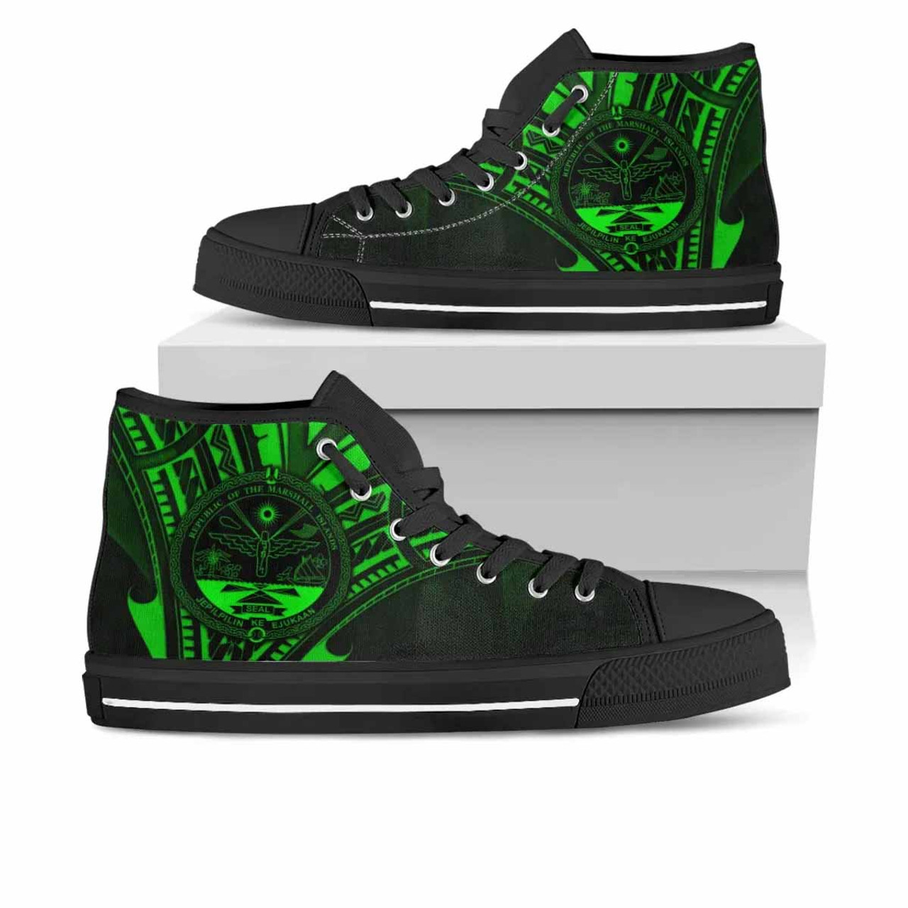 Marshall Islands High Top Shoes - Cross Style Green Color 1