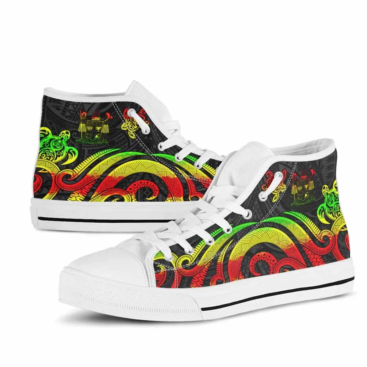 Fiji High Top Shoes - Reggae Tentacle Turtle Crest 6
