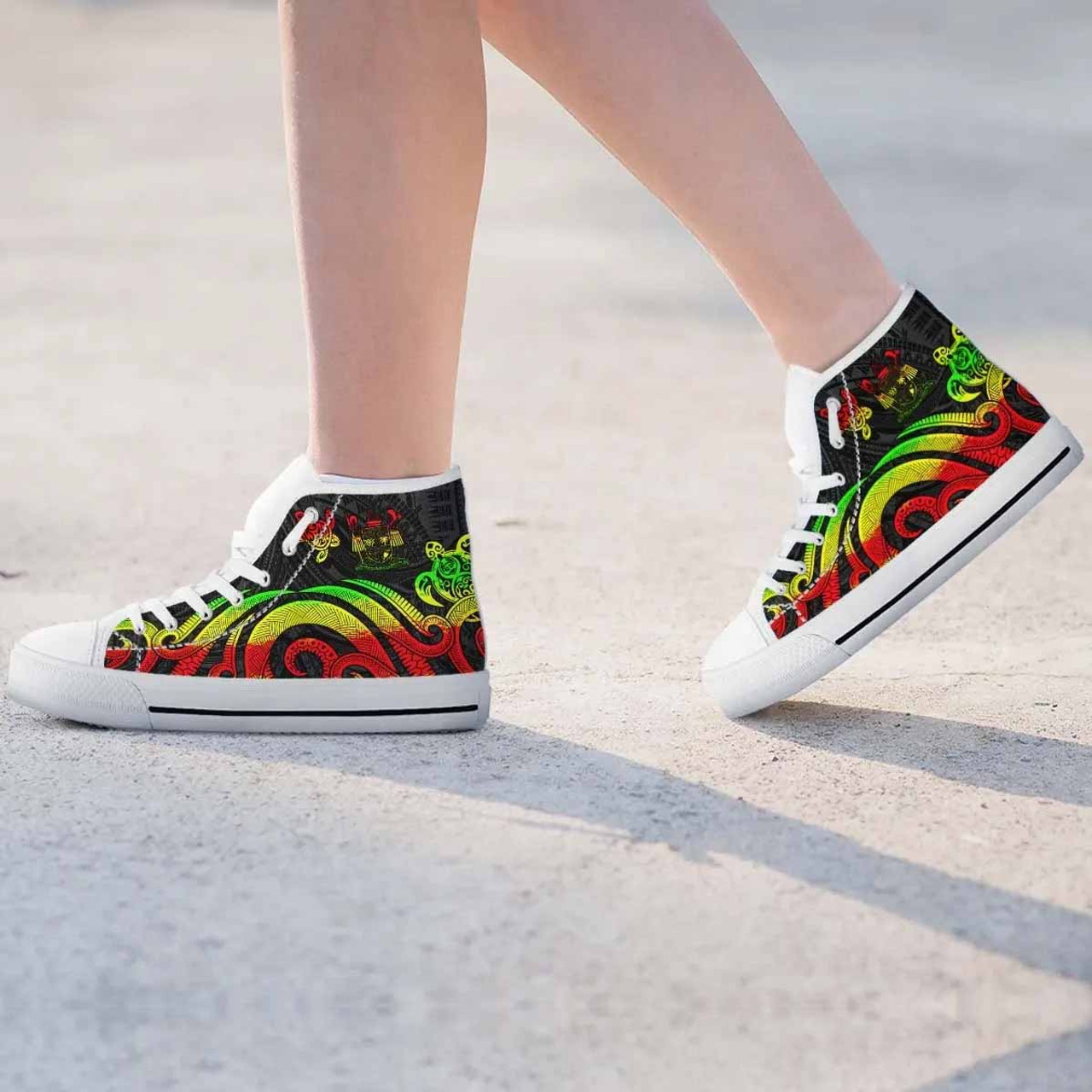 Fiji High Top Shoes - Reggae Tentacle Turtle Crest 10