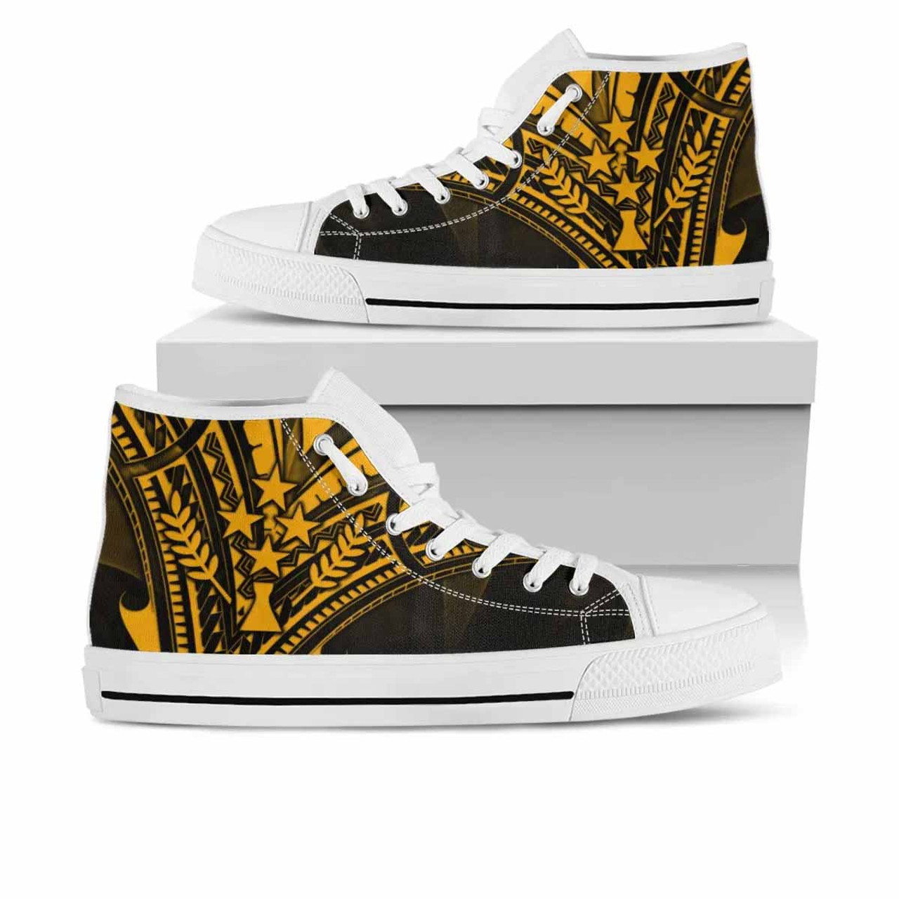 Kosrae State High Top Shoes - Cross Style Gold Color 6
