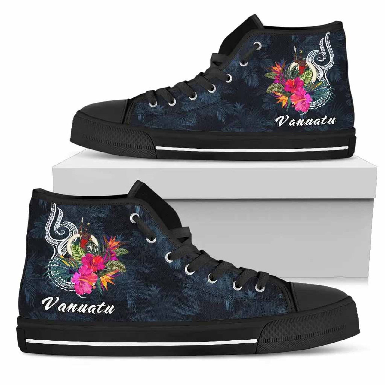 Vanuatu Polynesian High Top Shoes - Tropical Flower 1