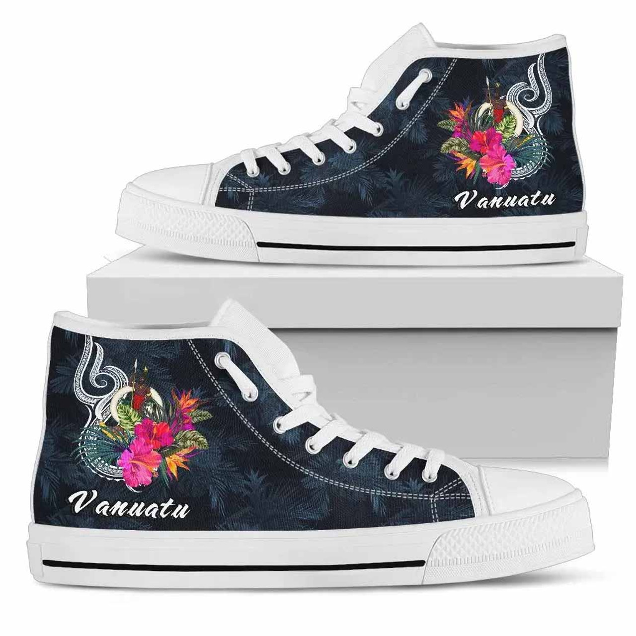 Vanuatu Polynesian High Top Shoes - Tropical Flower 6