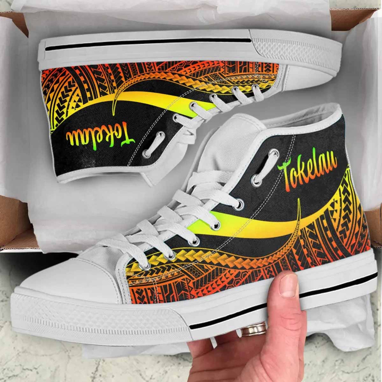 Tokelau High Top Shoes Reggae - Polynesian Tentacle Tribal Pattern 5