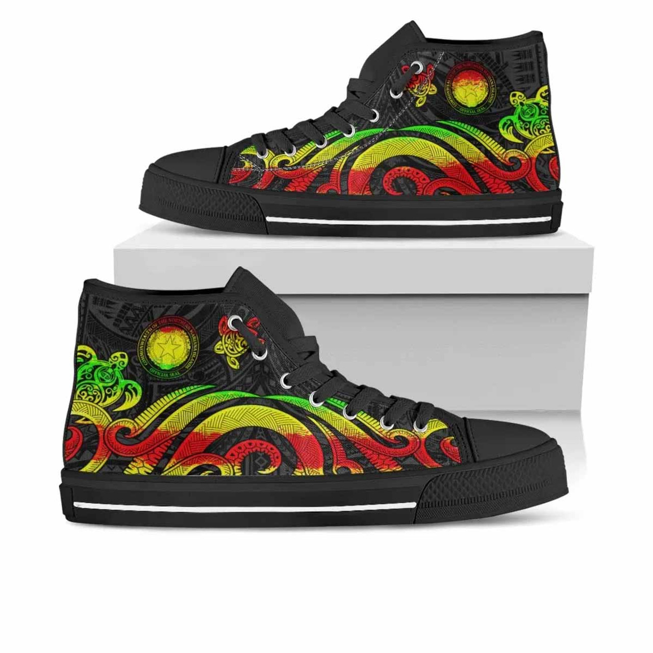 Northern Mariana Islands High Top Shoes - Reggae Tentacle Turtle 1