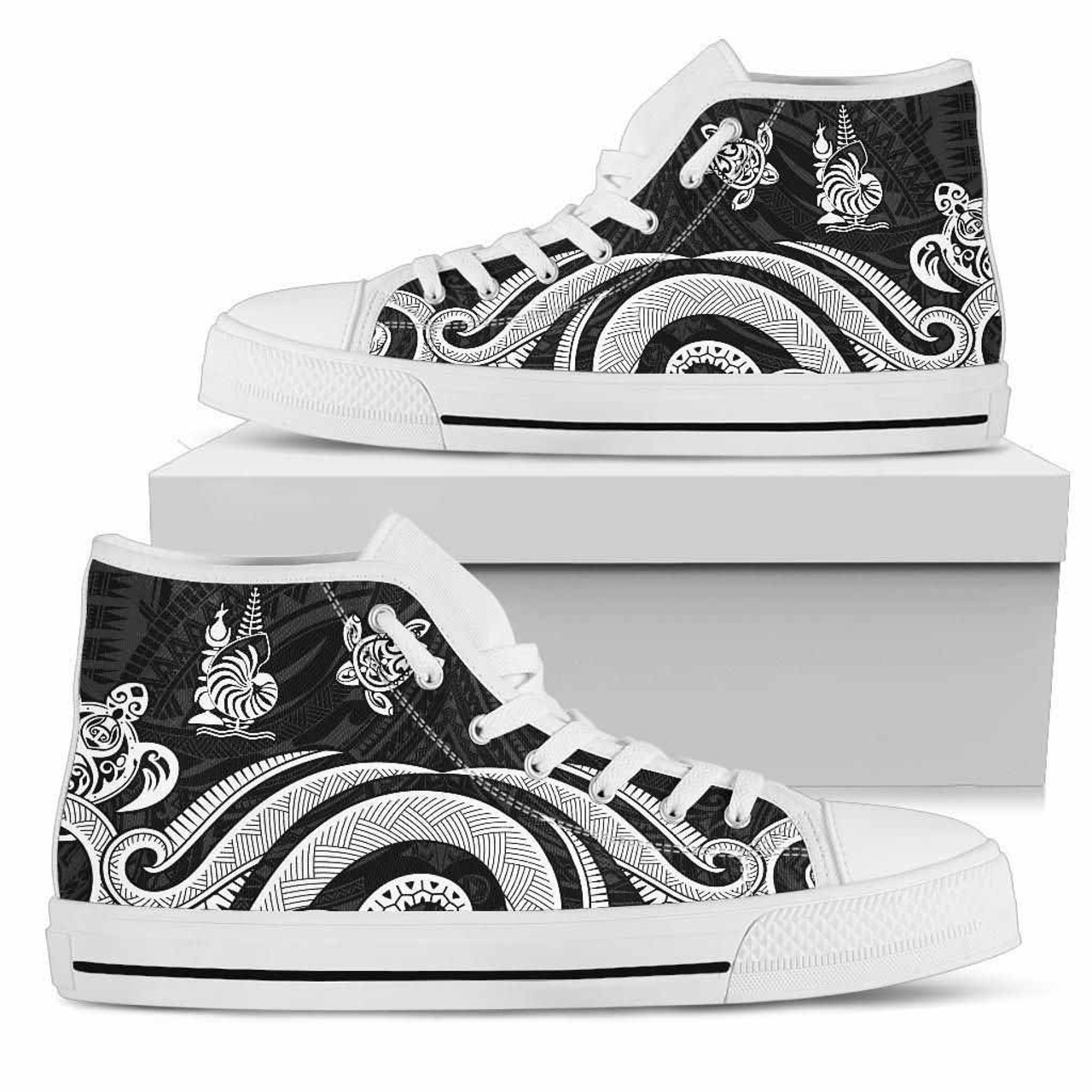 New Caledonia High Top Canvas Shoes - White Tentacle Turtle 6