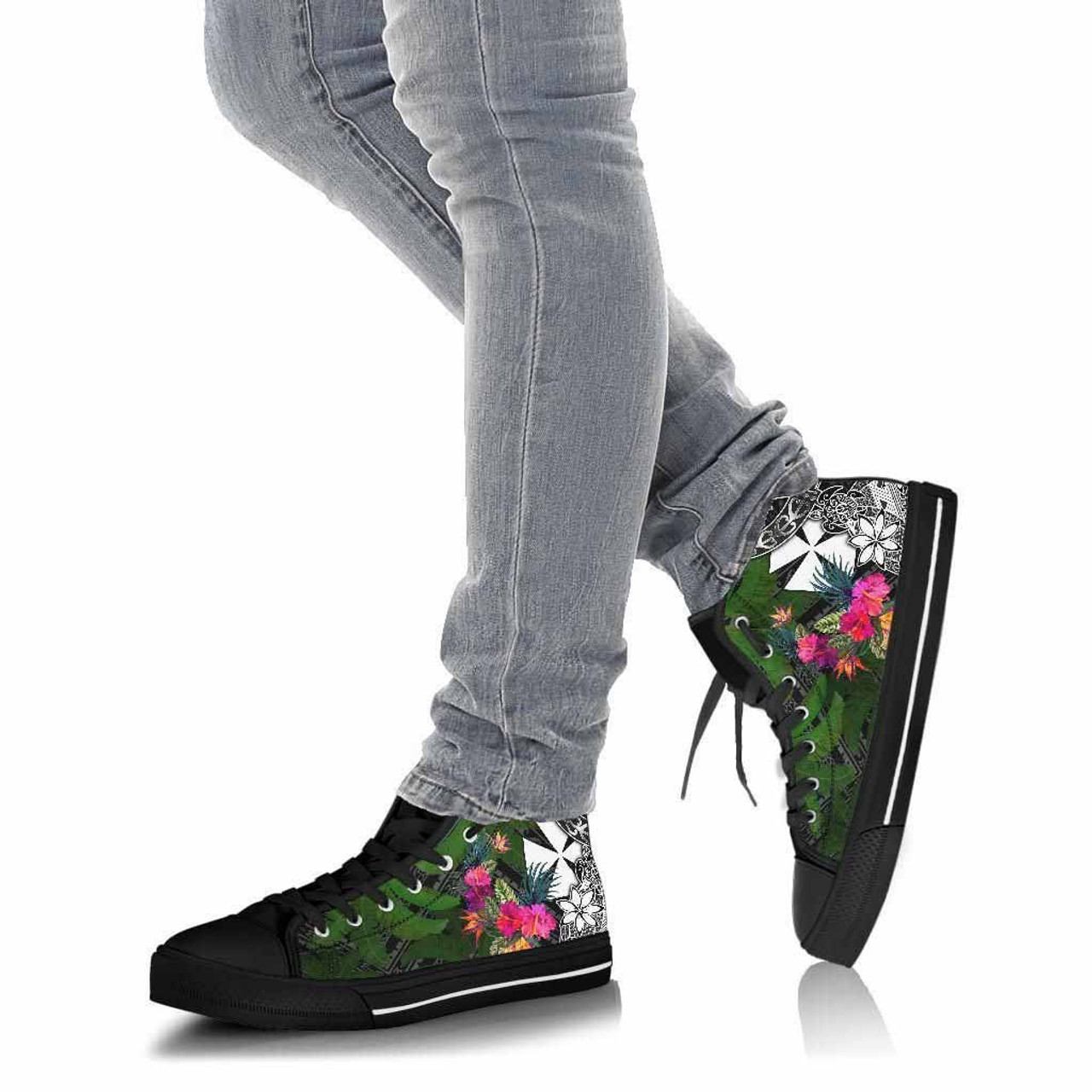 Wallis and Futuna High Top Shoes - Turtle Plumeria Banana Leaf 4