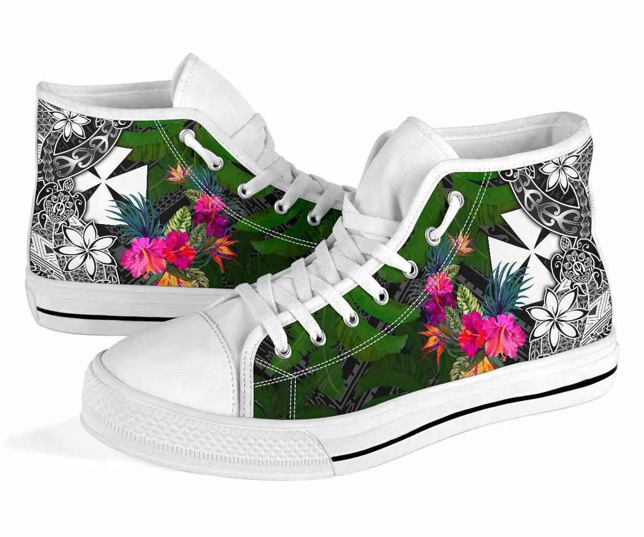 Wallis and Futuna High Top Shoes - Turtle Plumeria Banana Leaf 8