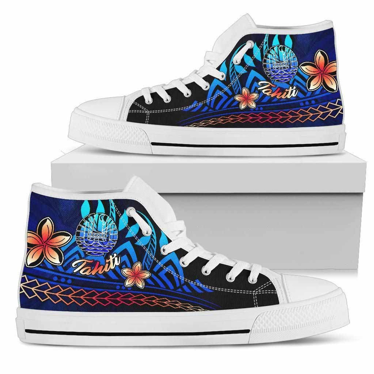 Tahiti High Top Shoes Blue - Vintage Tribal Mountain 6