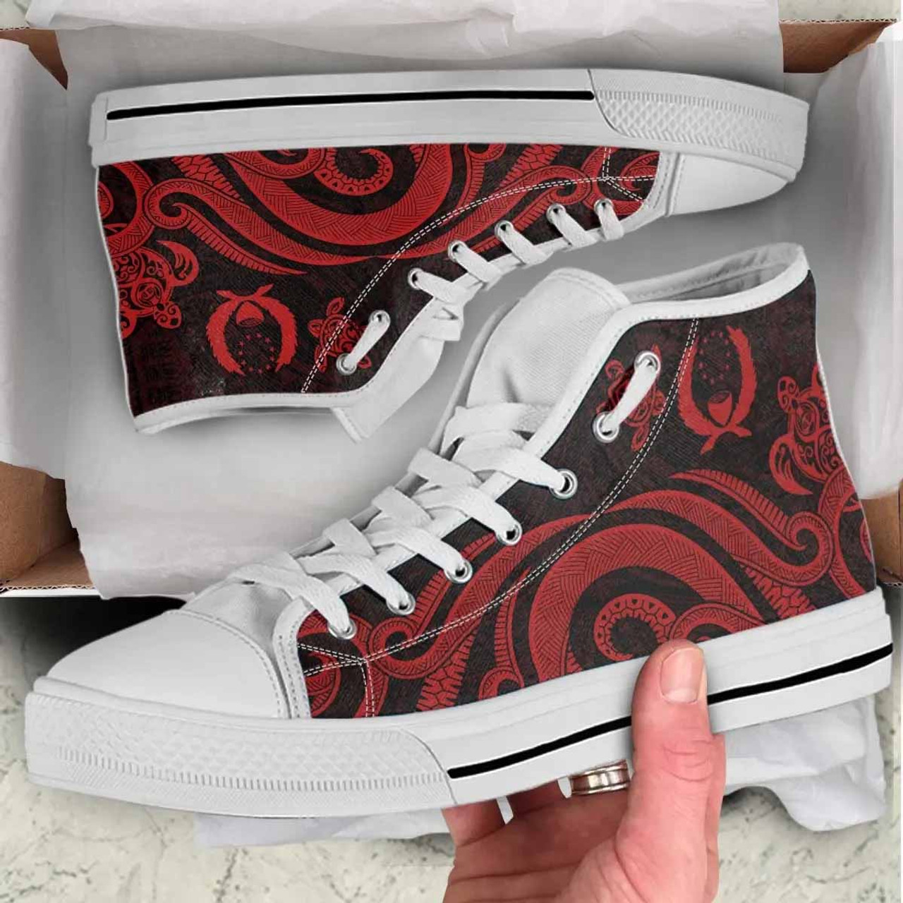 Pohnpei High Top Shoes - Red Tentacle Turtle 6