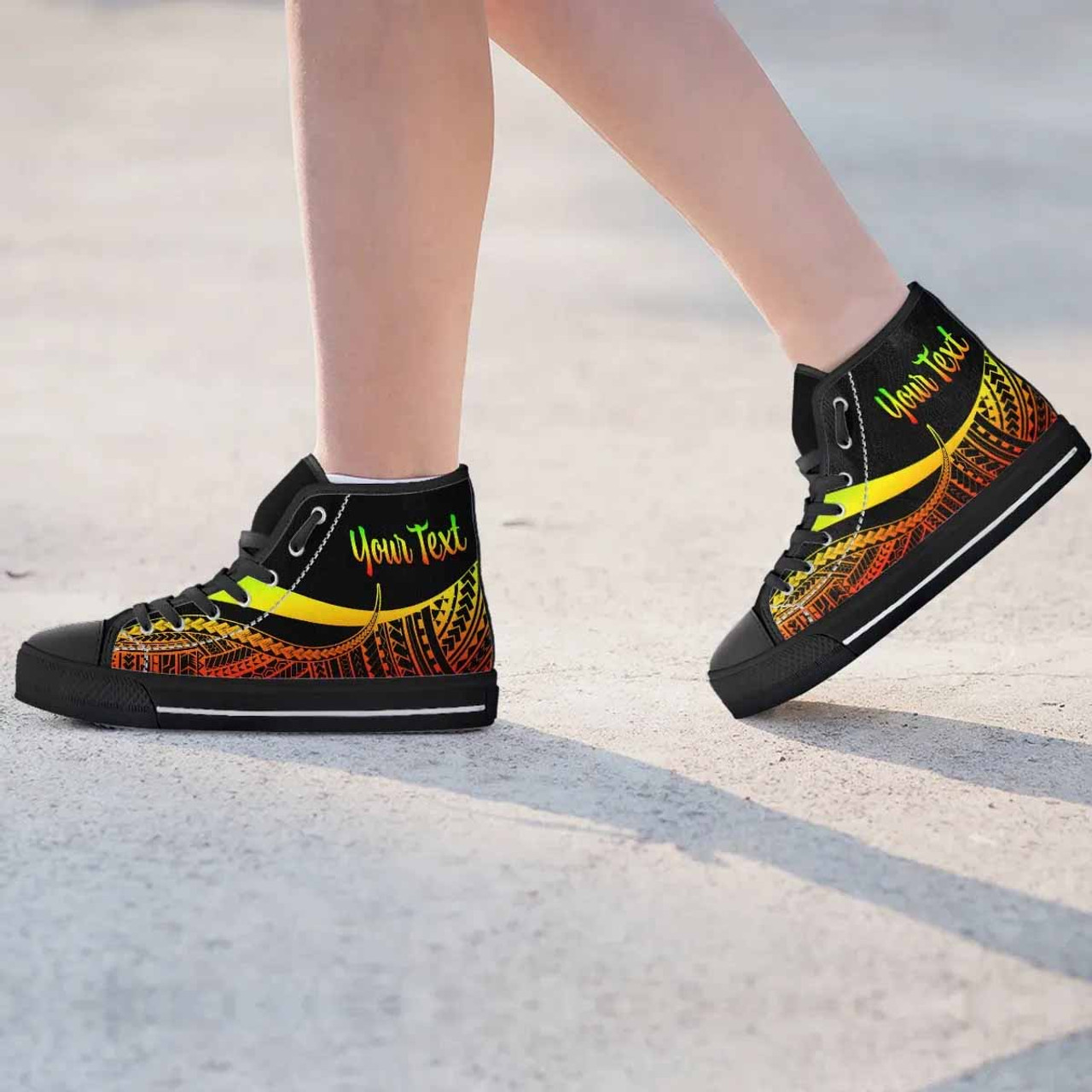 Kosrae Custom Personalised High Top Shoes Reggae - Polynesian Tentacle Tribal Pattern 2