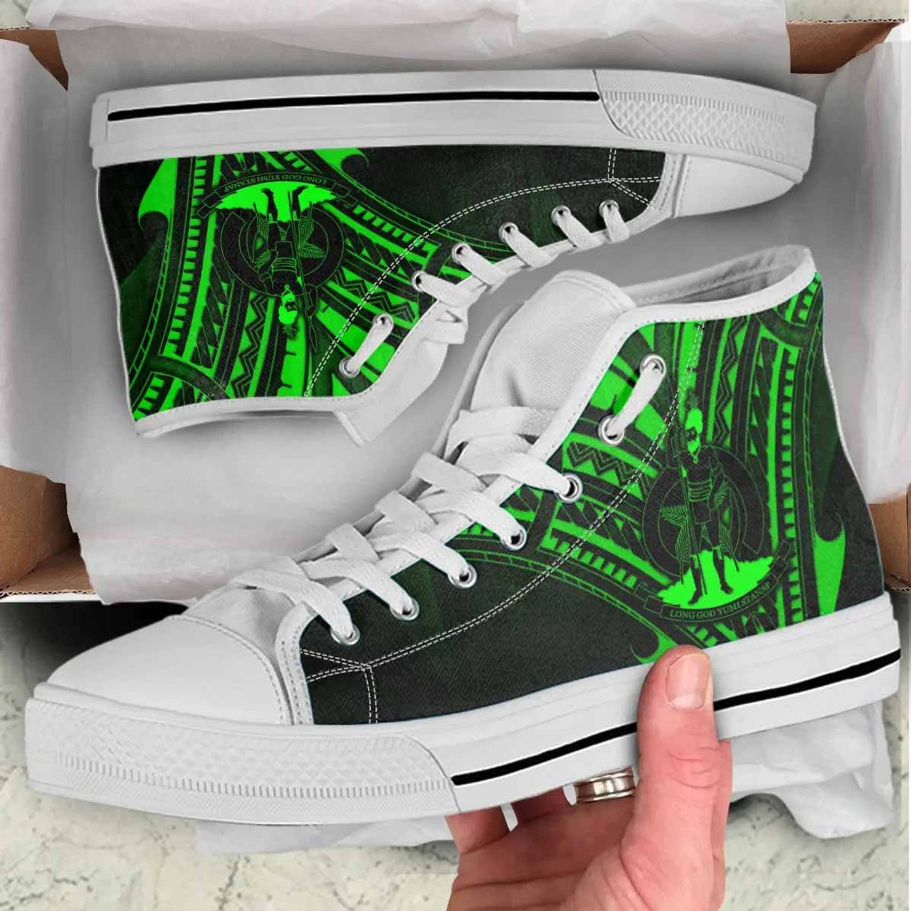 Vanuatu High Top Shoes - Cross Style Green Color 7