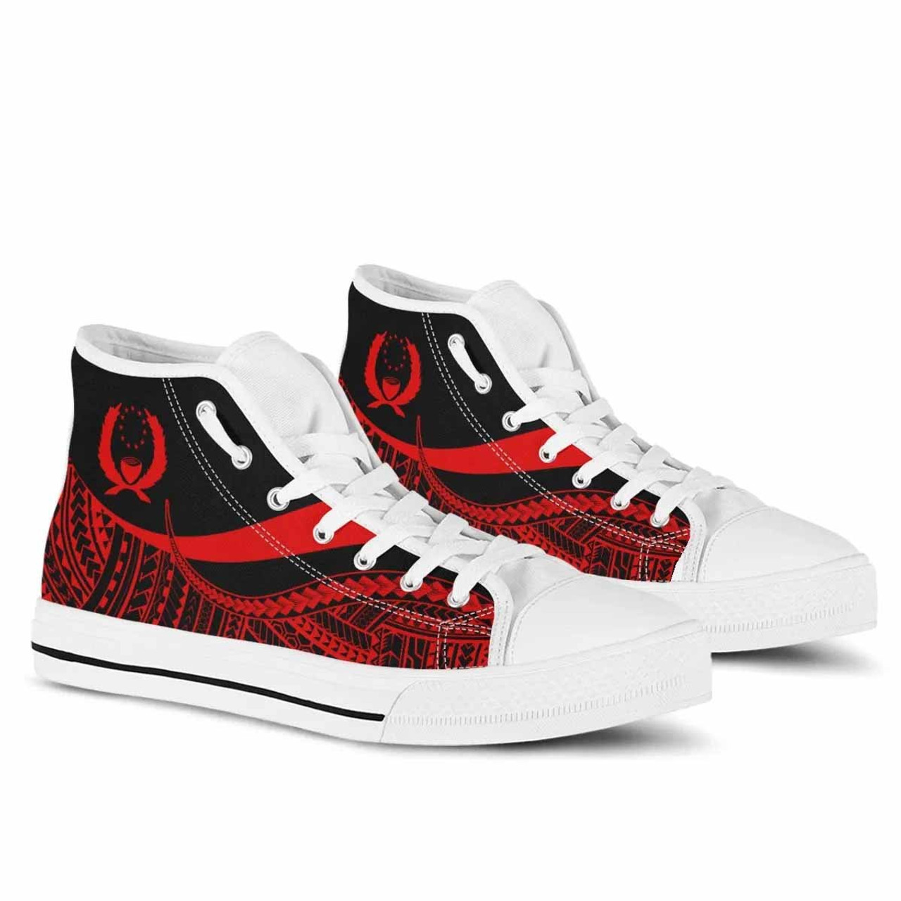 Pohnpei High Top Shoes Red - Polynesian Tentacle Tribal Pattern 6