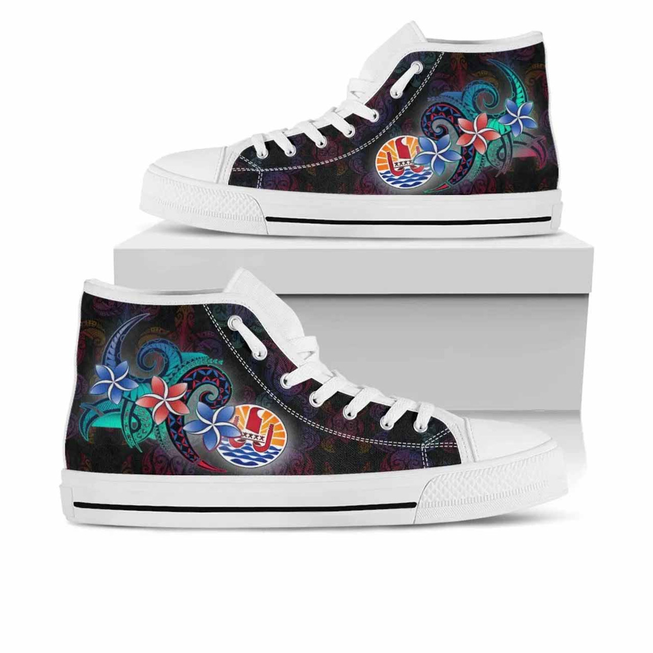 Tahiti High Top Shoes - Plumeria Flowers Style 6