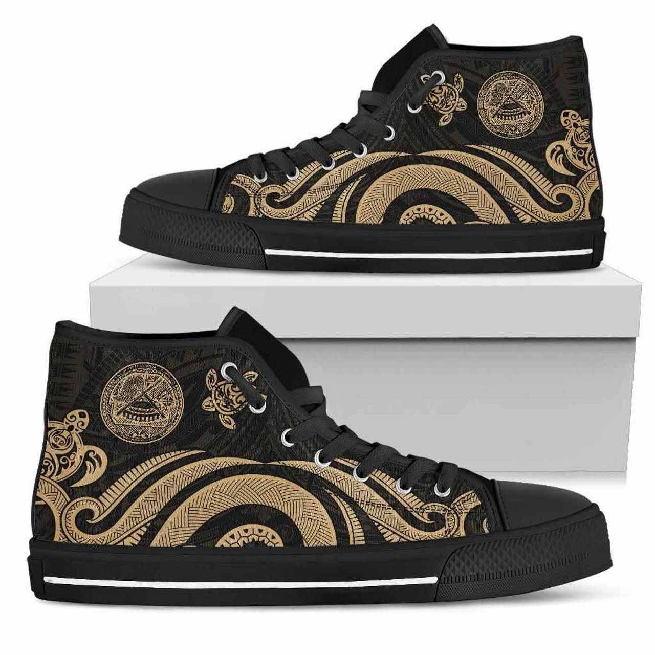 American Samoa High Top Shoes - Gold Tentacle Turtle 1