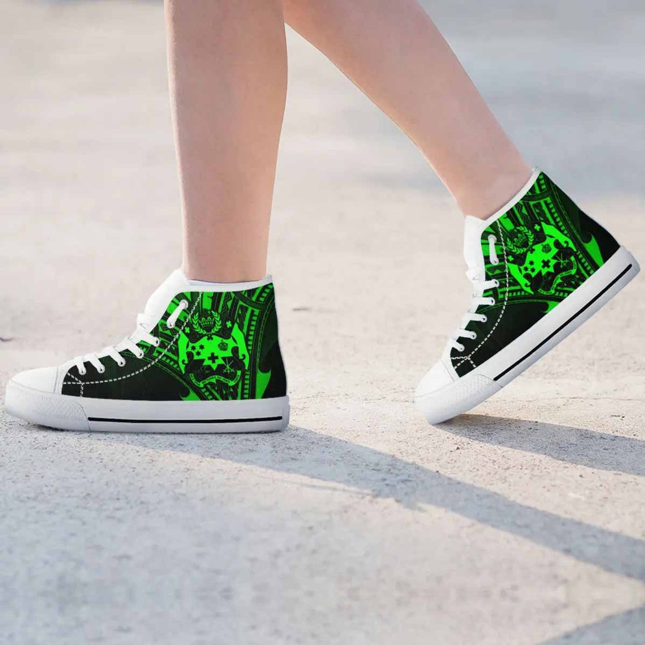 Tonga High Top Shoes - Cross Style Green Color 9