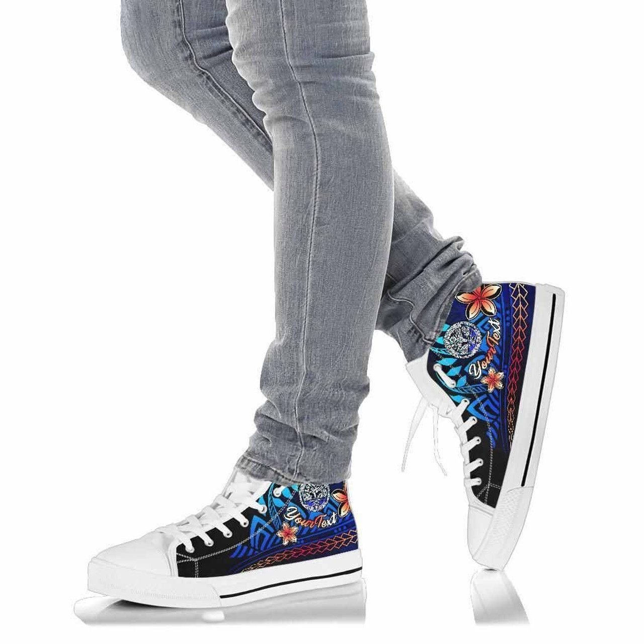 Marshall Islands Custom Personalised High Top Shoes Blue - Vintage Tribal Mountain Crest 9