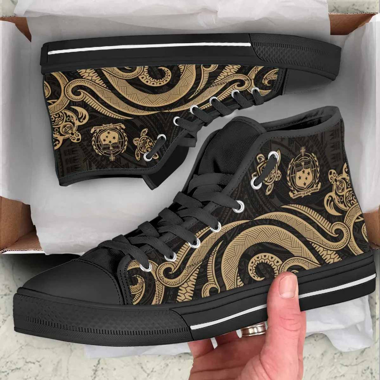 Samoa High Top Shoes - Gold Tentacle Turtle 2