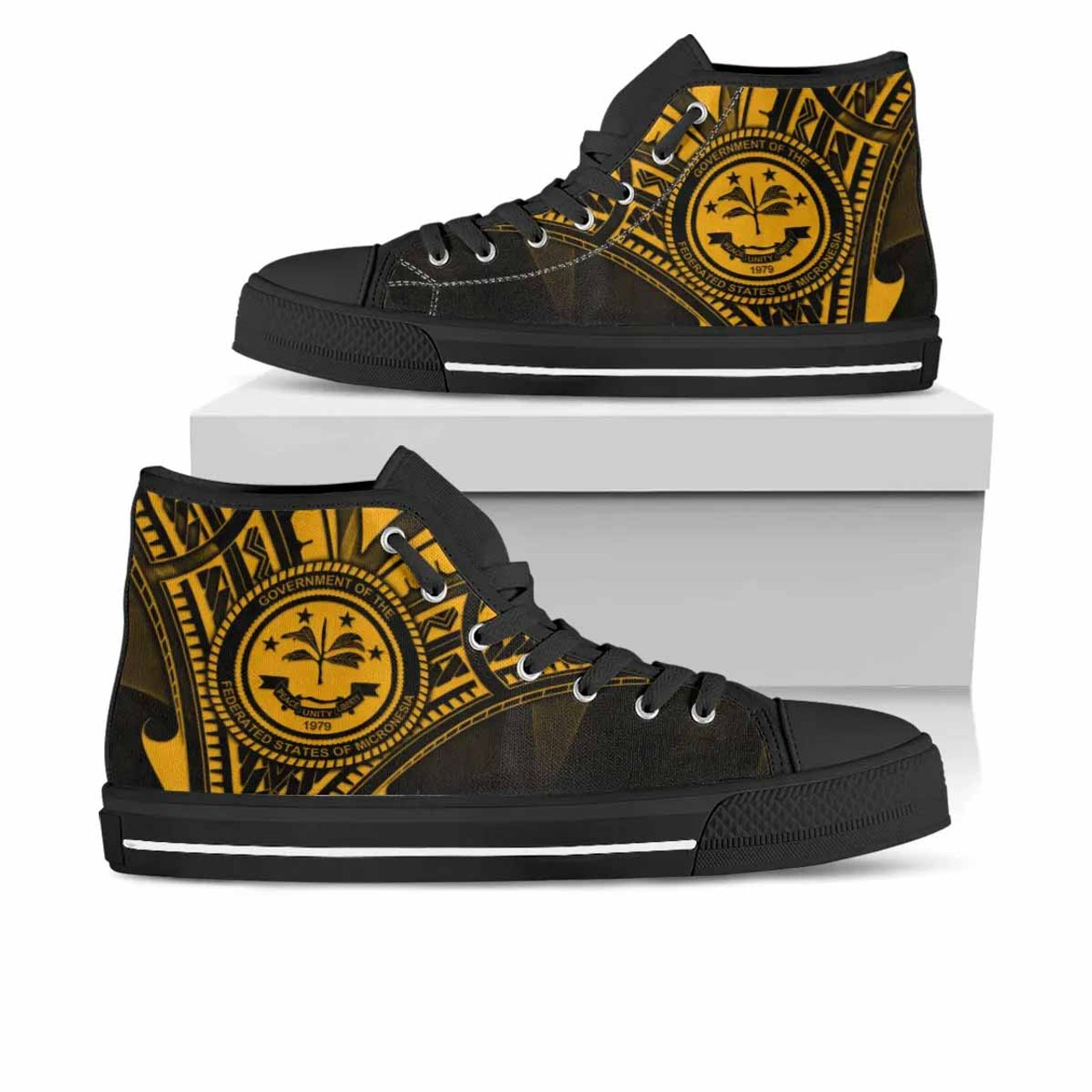 Federated States of Micronesia High Top Shoes - Cross Style Gold Color 1