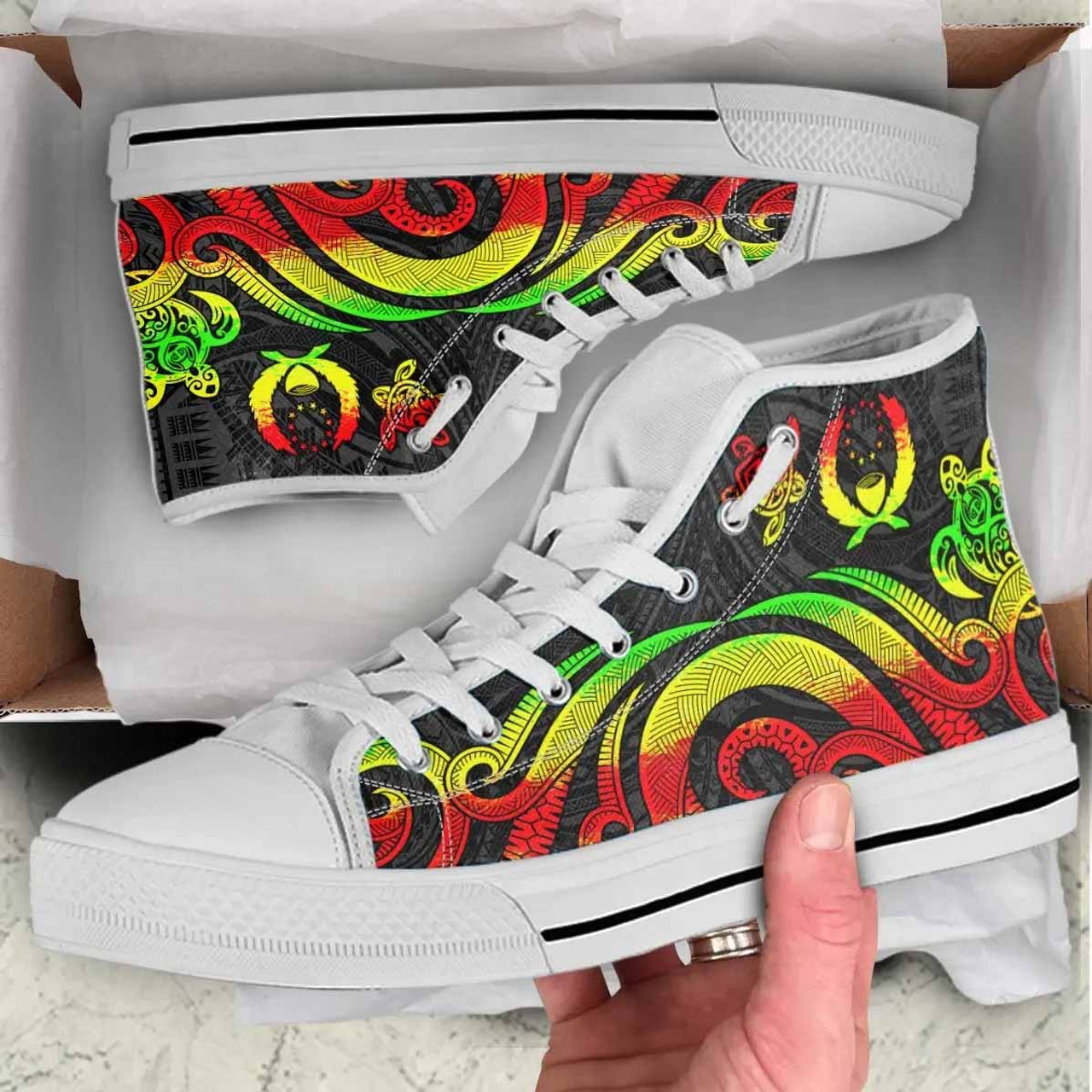 Pohnpei High Top Shoes - Reggae Tentacle Turtle 7