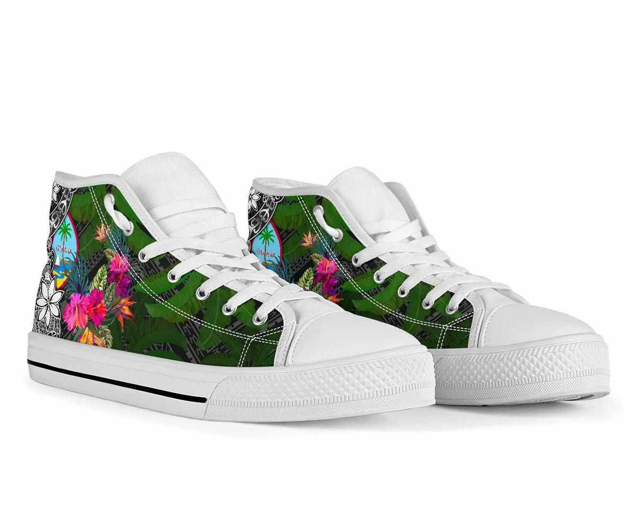 Guam High Top Shoes - Turtle Plumeria Banana Leaf 7