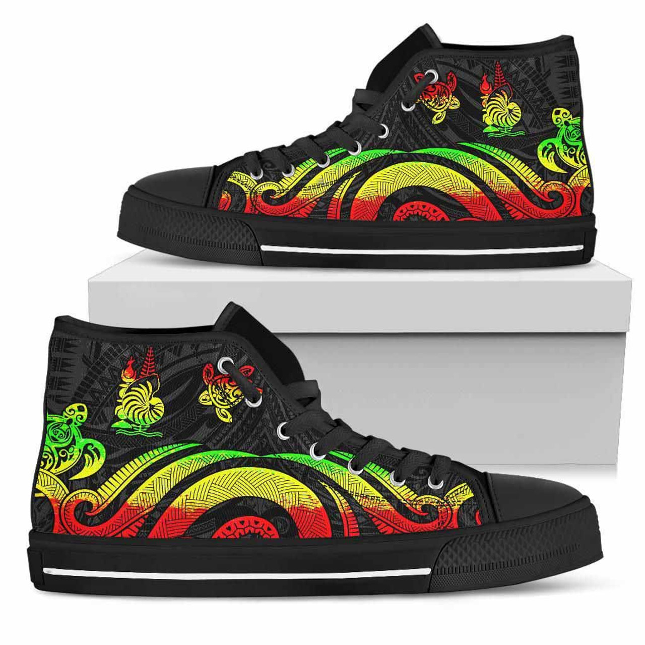 New Caledonia High Top Canvas Shoes - Reggae Tentacle Turtle 1