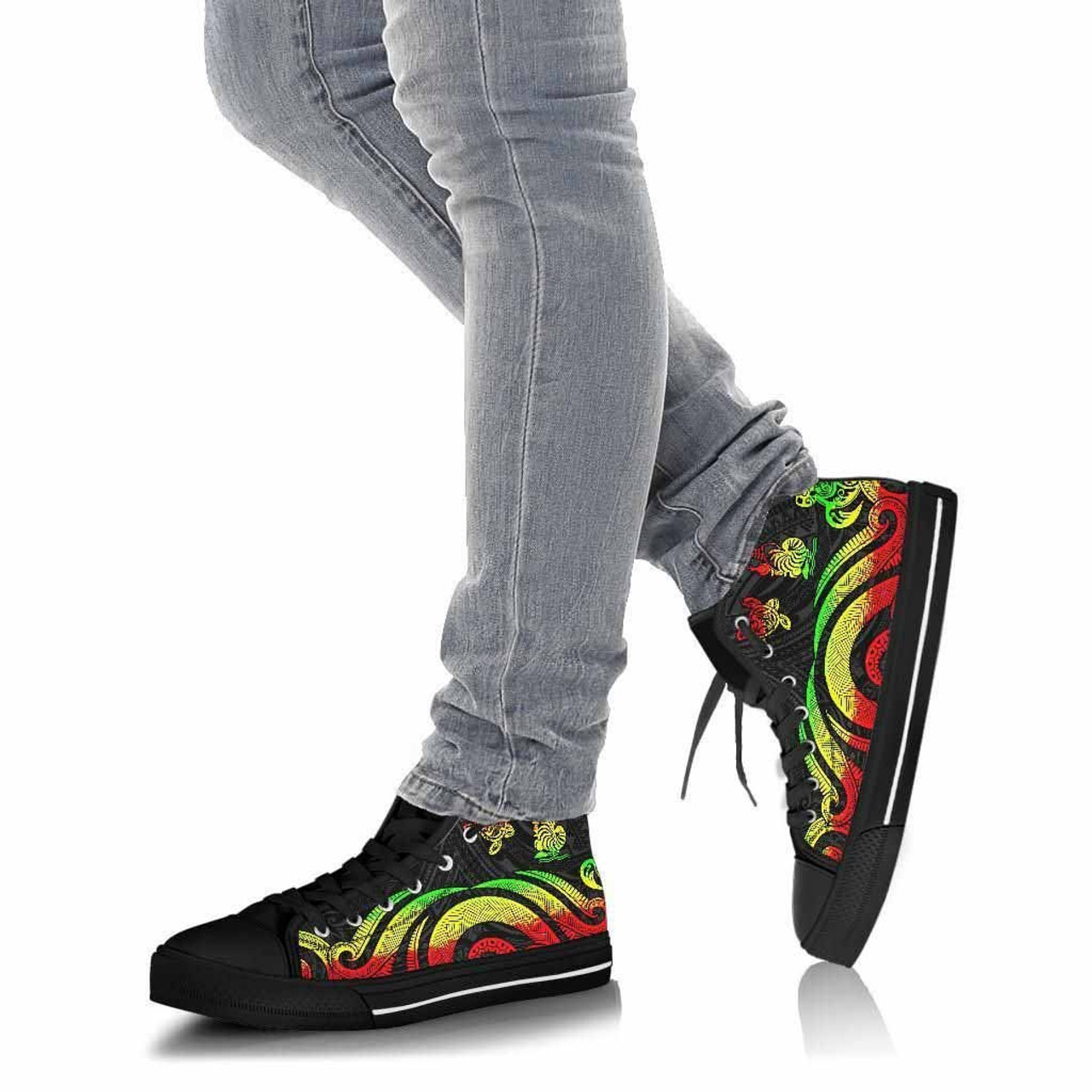 New Caledonia High Top Canvas Shoes - Reggae Tentacle Turtle 4