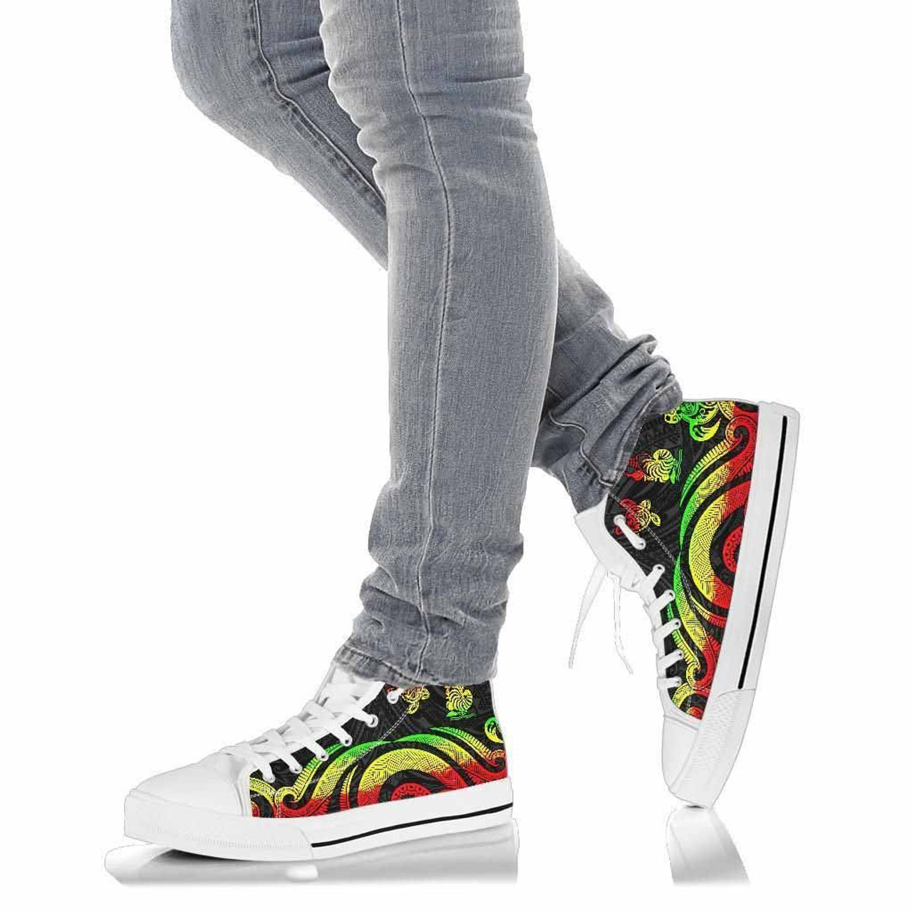 New Caledonia High Top Canvas Shoes - Reggae Tentacle Turtle 9