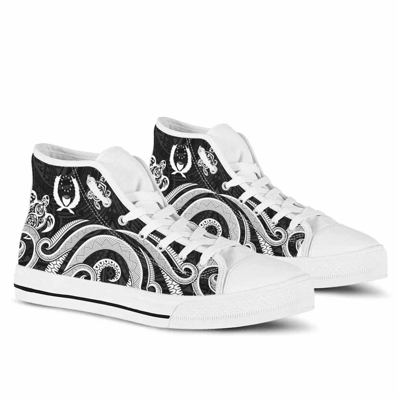 Pohnpei High Top Shoes - White Tentacle Turtle 7