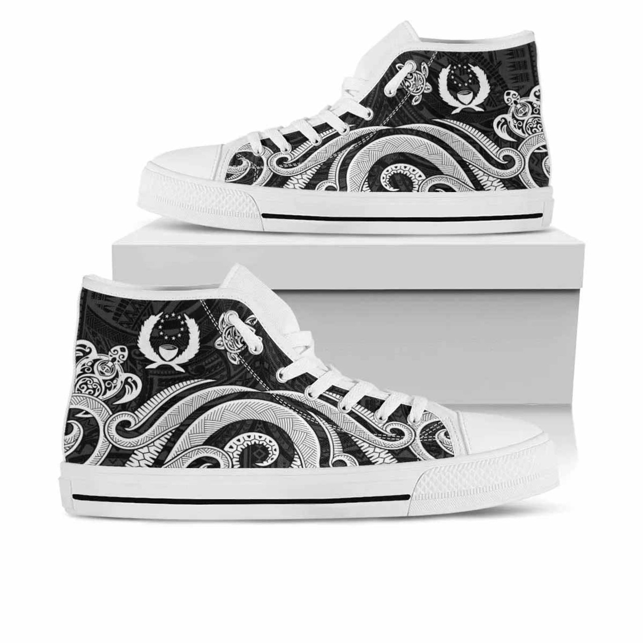 Pohnpei High Top Shoes - White Tentacle Turtle 10