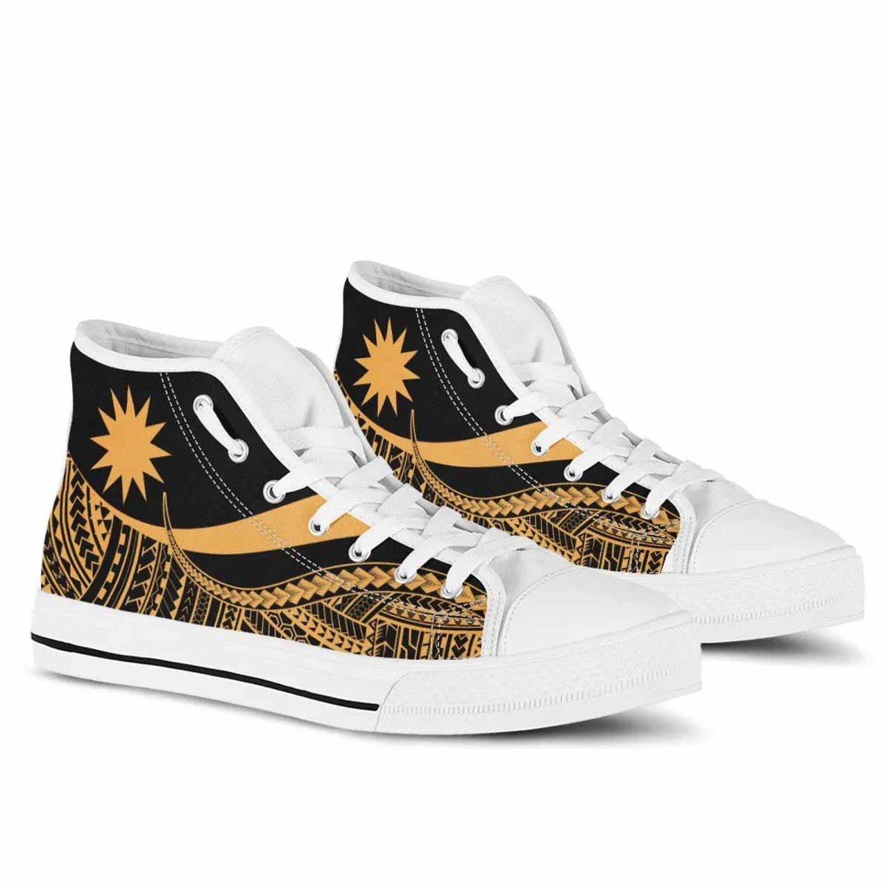 Nauru Custom Personalised High Top Shoes Gold - Polynesian Tentacle Tribal Pattern 6