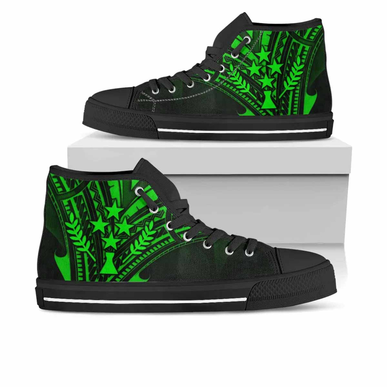 Kosrae State High Top Shoes - Cross Style Green Color 1