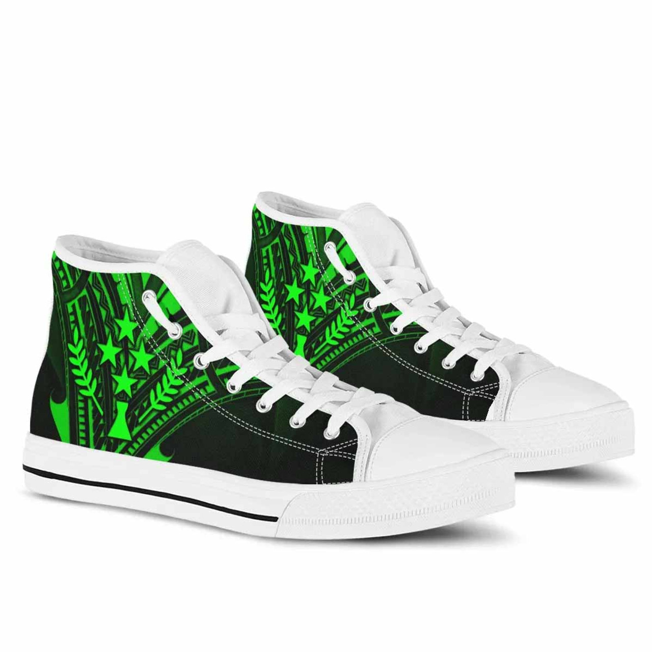 Kosrae State High Top Shoes - Cross Style Green Color 8