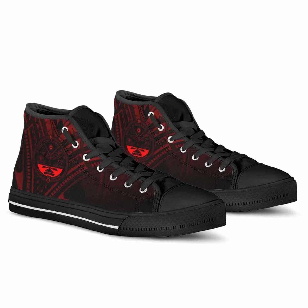 Marshall Islands High Top Shoes - Cross Style Red Color 4