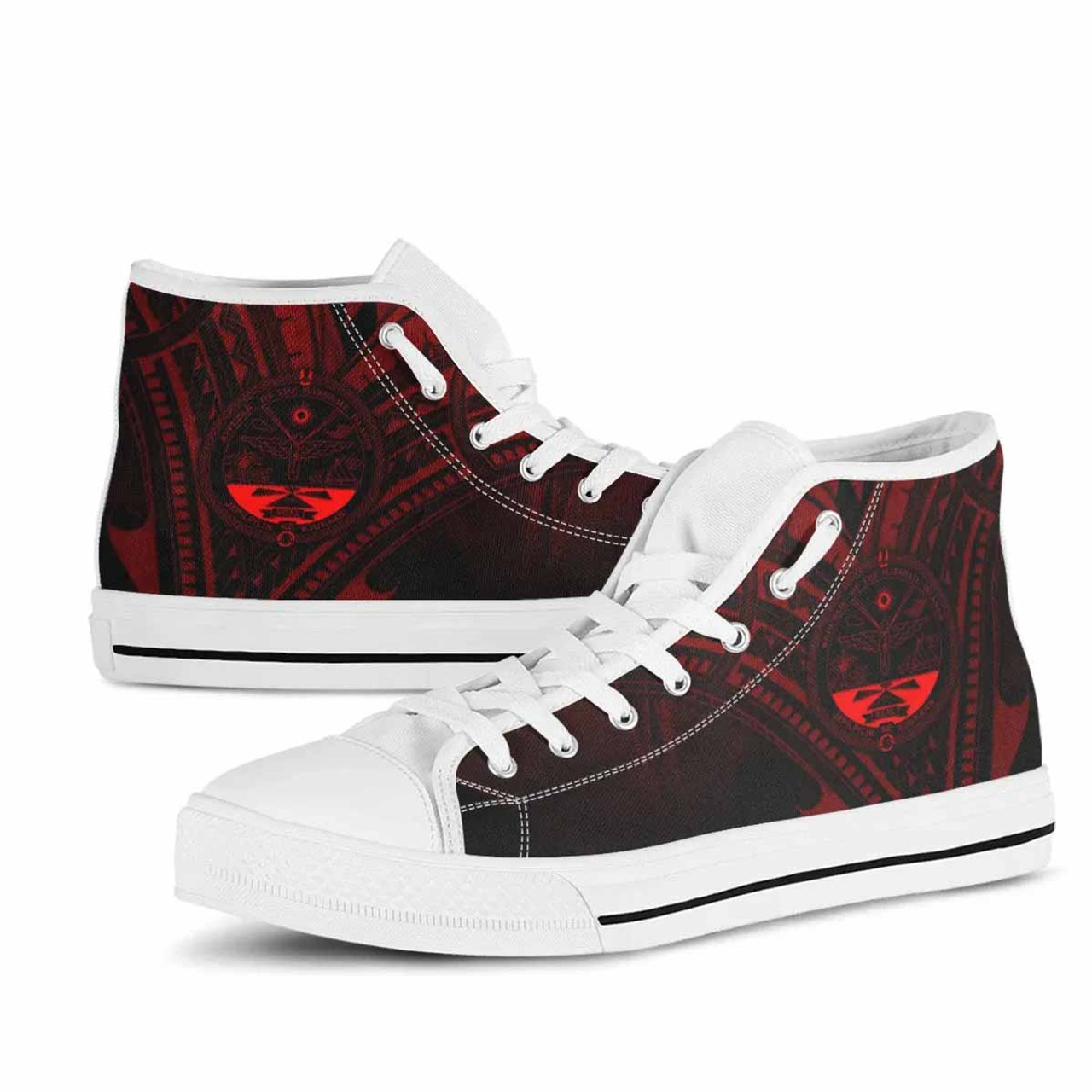 Marshall Islands High Top Shoes - Cross Style Red Color 10