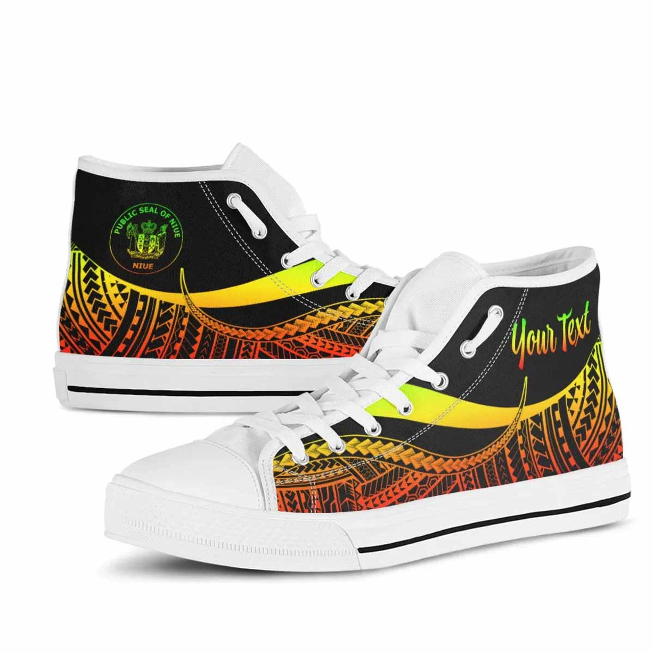 Niue Custom Personalised High Top Shoes Reggae - Polynesian Tentacle Tribal Pattern 8