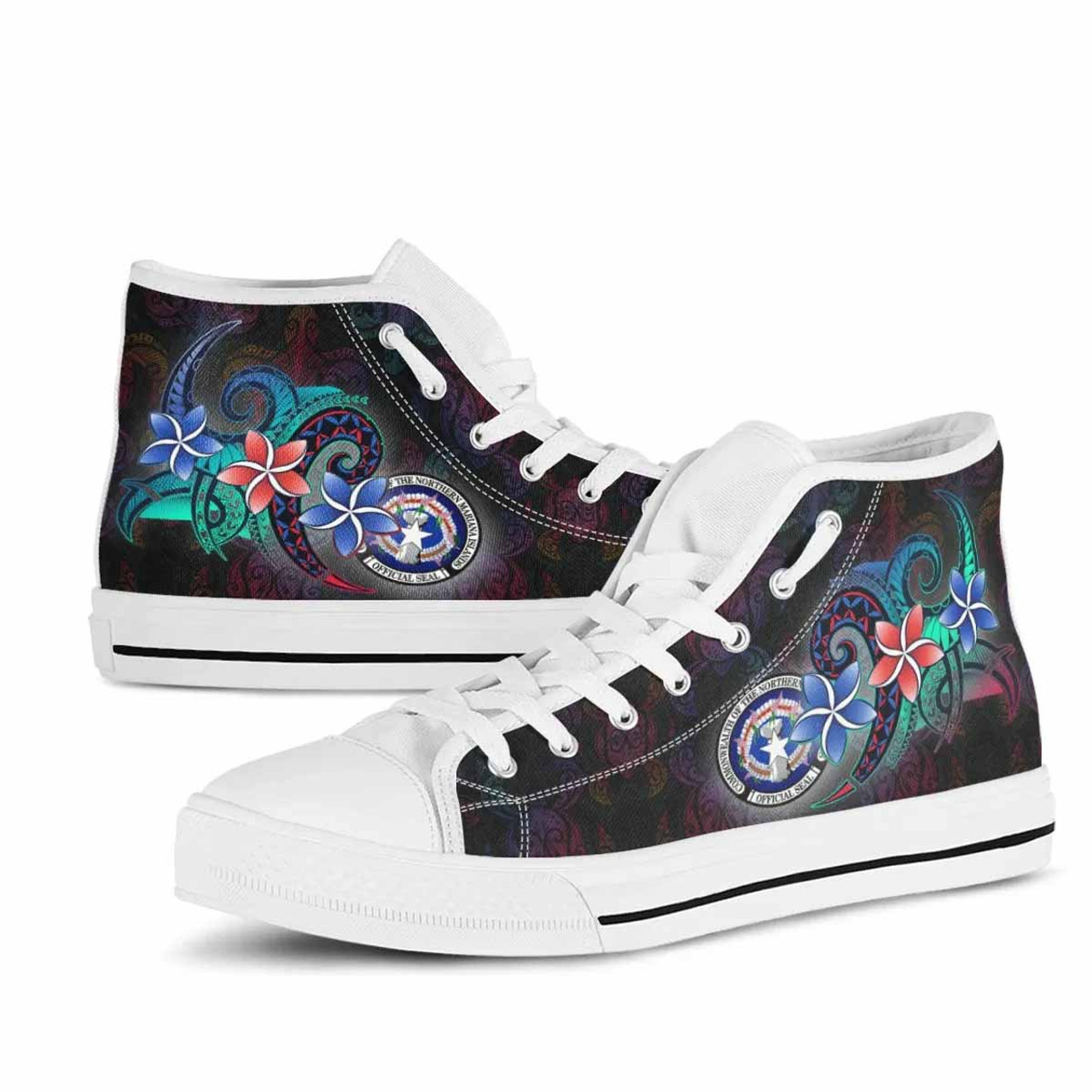 Northern Mariana Islands High Top Shoes - Plumeria Flowers Style 10