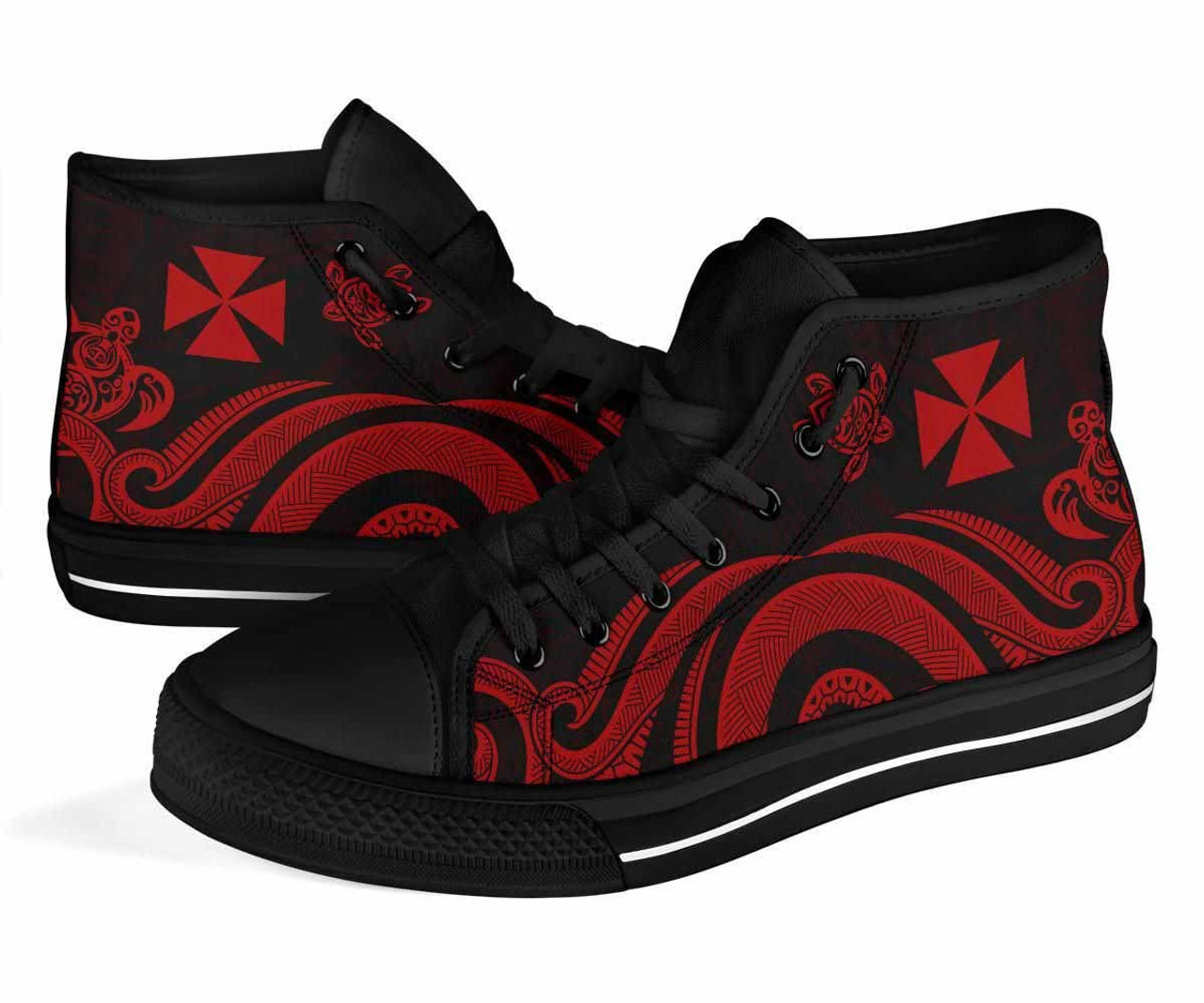 Wallis and Futuna High Top Canvas Shoes - Red Tentacle Turtle 3