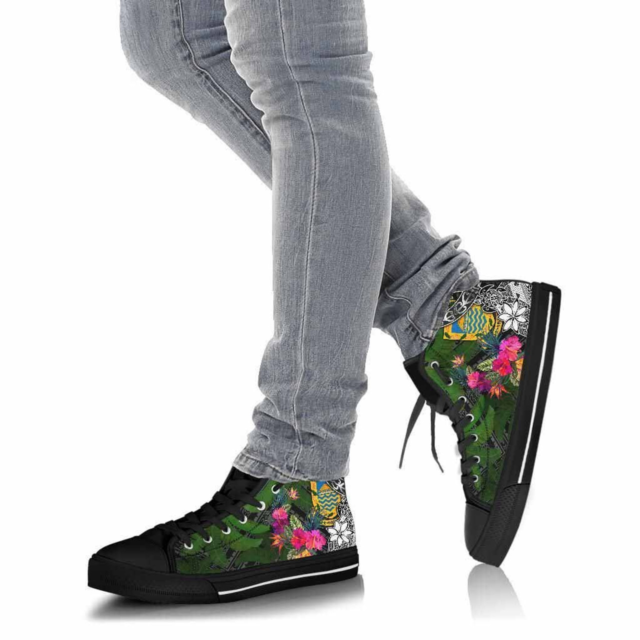 Tuvalu High Top Shoes - Turtle Plumeria Banana Leaf 4